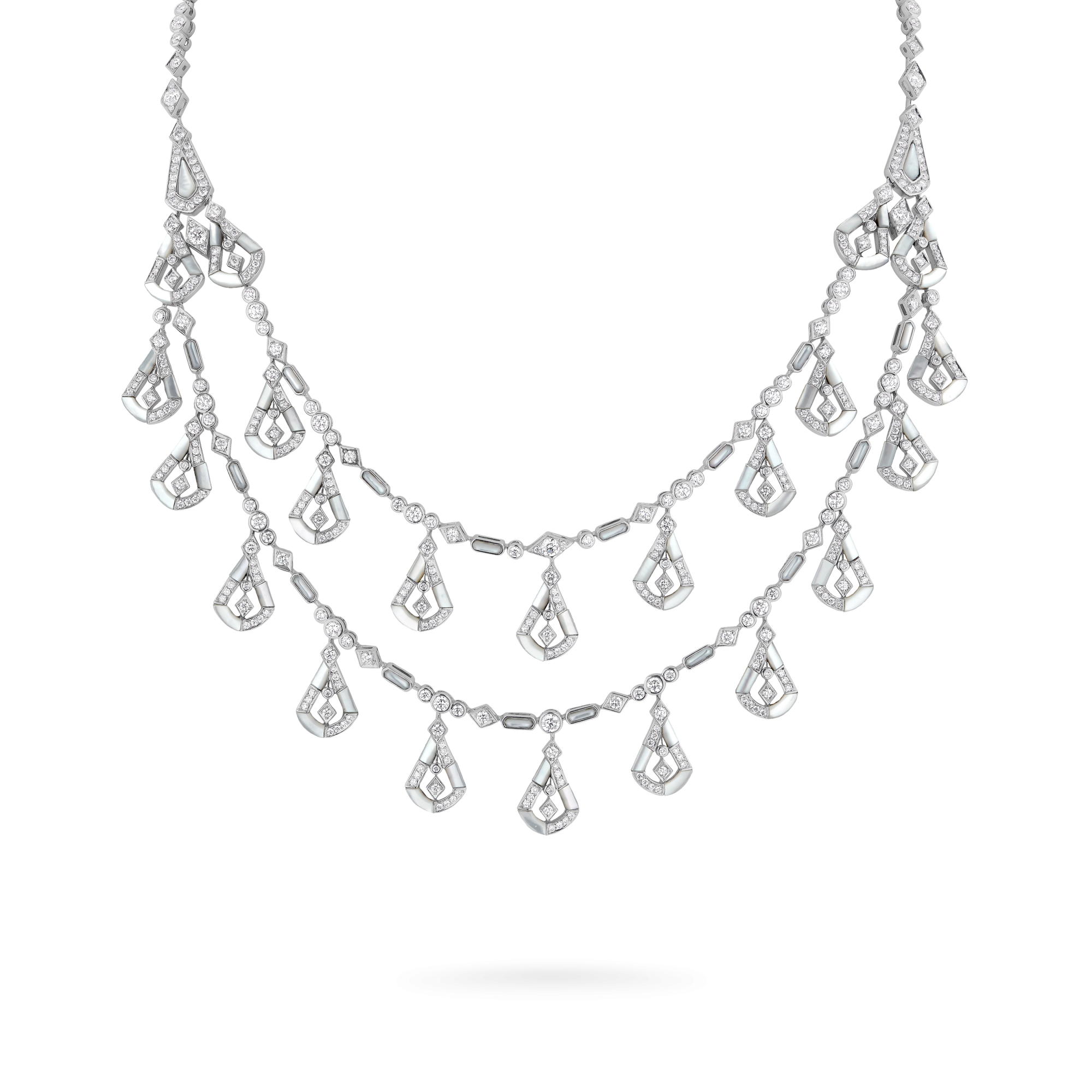 Garrard Fanfare Symphony High Jewellery Diamond and Mother of Pearl Necklace In 18ct White Gold 2017276