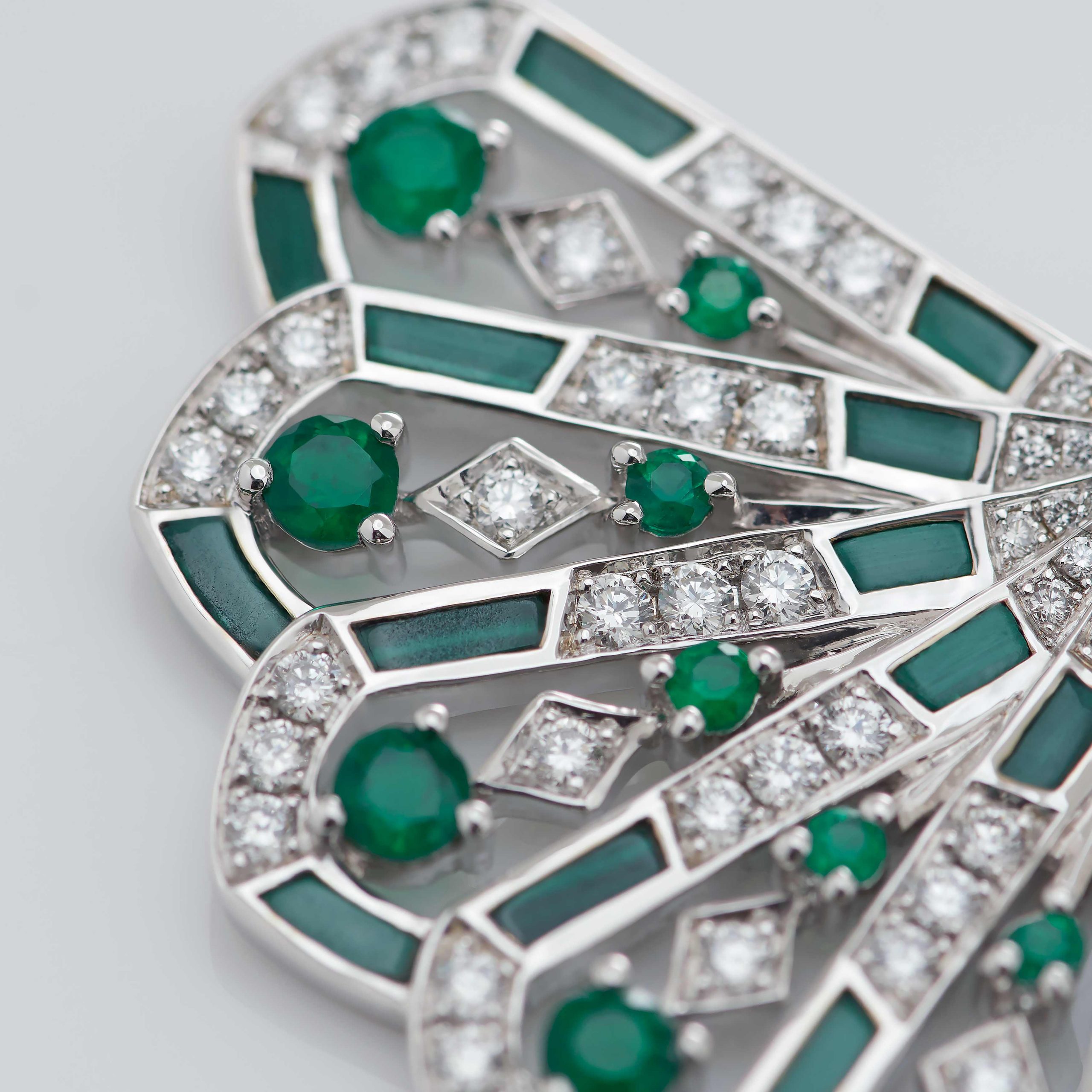 Garrard Fanfare Symphony collection Diamond and Emerald Pendant in 18ct White Gold with Malachite 2017312 Detail View 2 Garrard Fanfare Symphony collection Diamond and Emerald Pendant in 18ct White Gold with Malachite 2017312 Detail View 2