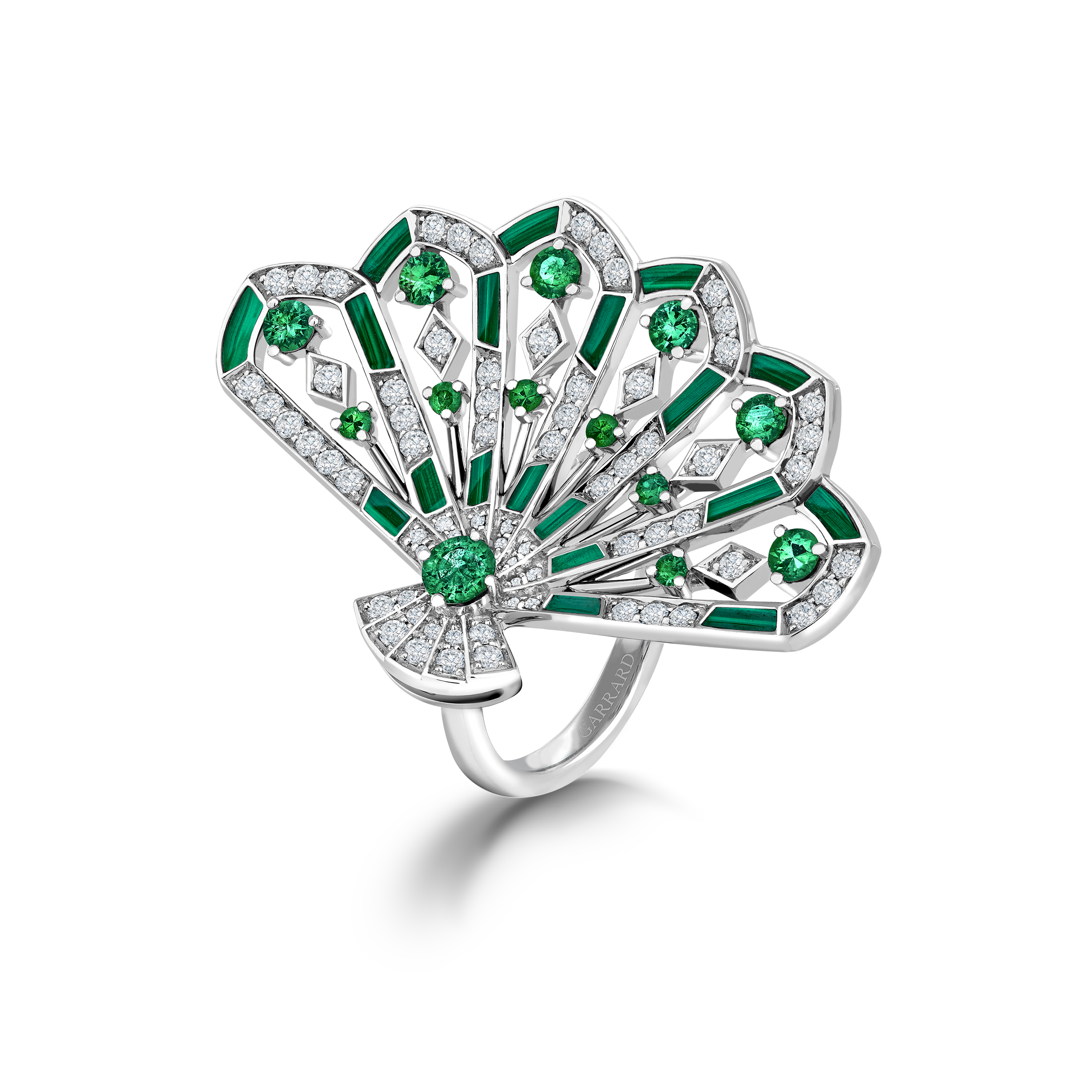 Garrard Fanfare Symphony collection Diamond and Emerald ring in 18ct White Gold with Malachite 2017364 Hero View Garrard Fanfare Symphony collection Diamond and Emerald ring in 18ct White Gold with Malachite 2017364 Hero View