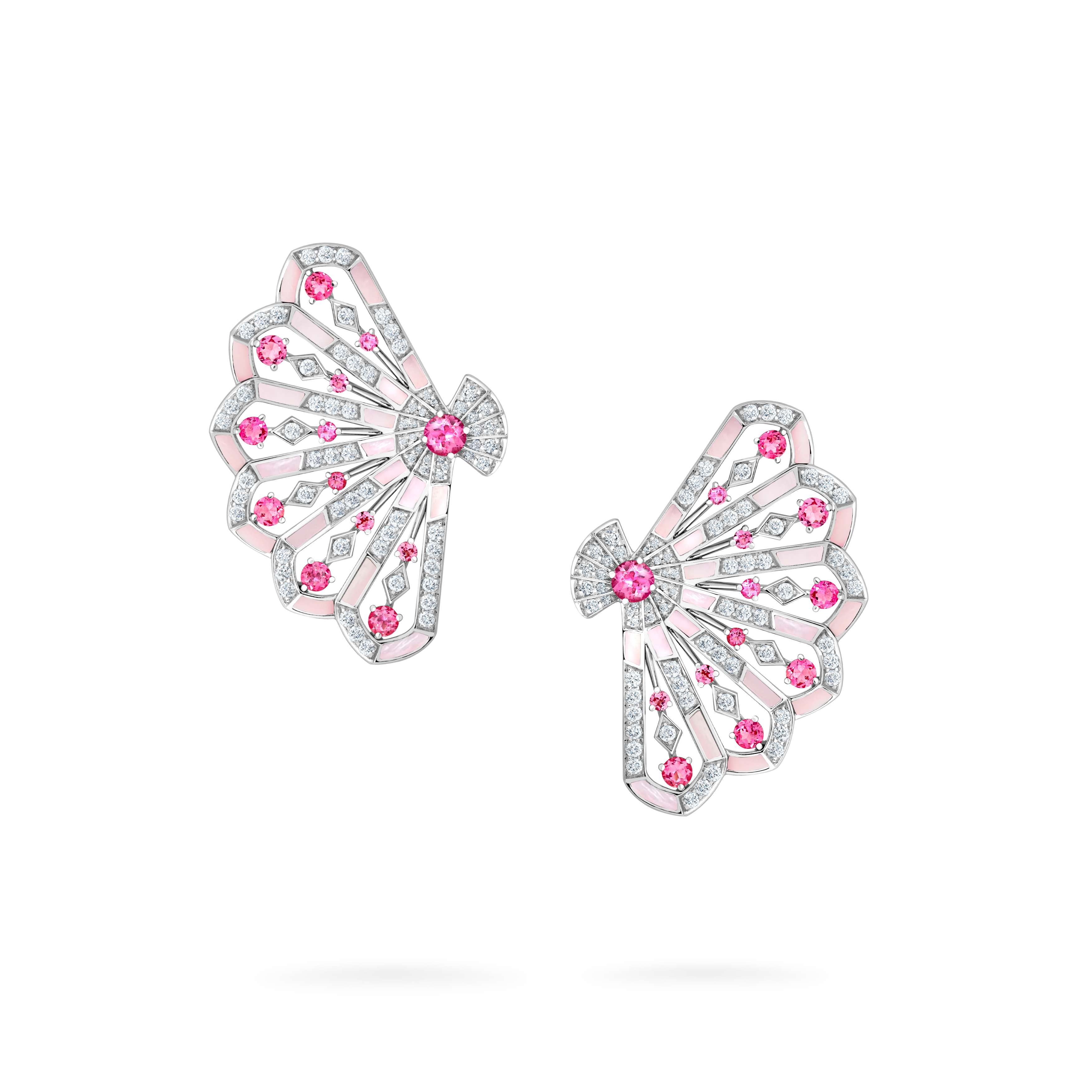 Garrard Fanfare Symphony collection Diamond and Pink Tourmaline Earrings In 18ct White Gold with Pink Opal 2017281 Hero Garrard Fanfare Symphony collection Diamond and Pink Tourmaline Earrings In 18ct White Gold with Pink Opal 2017281 Hero