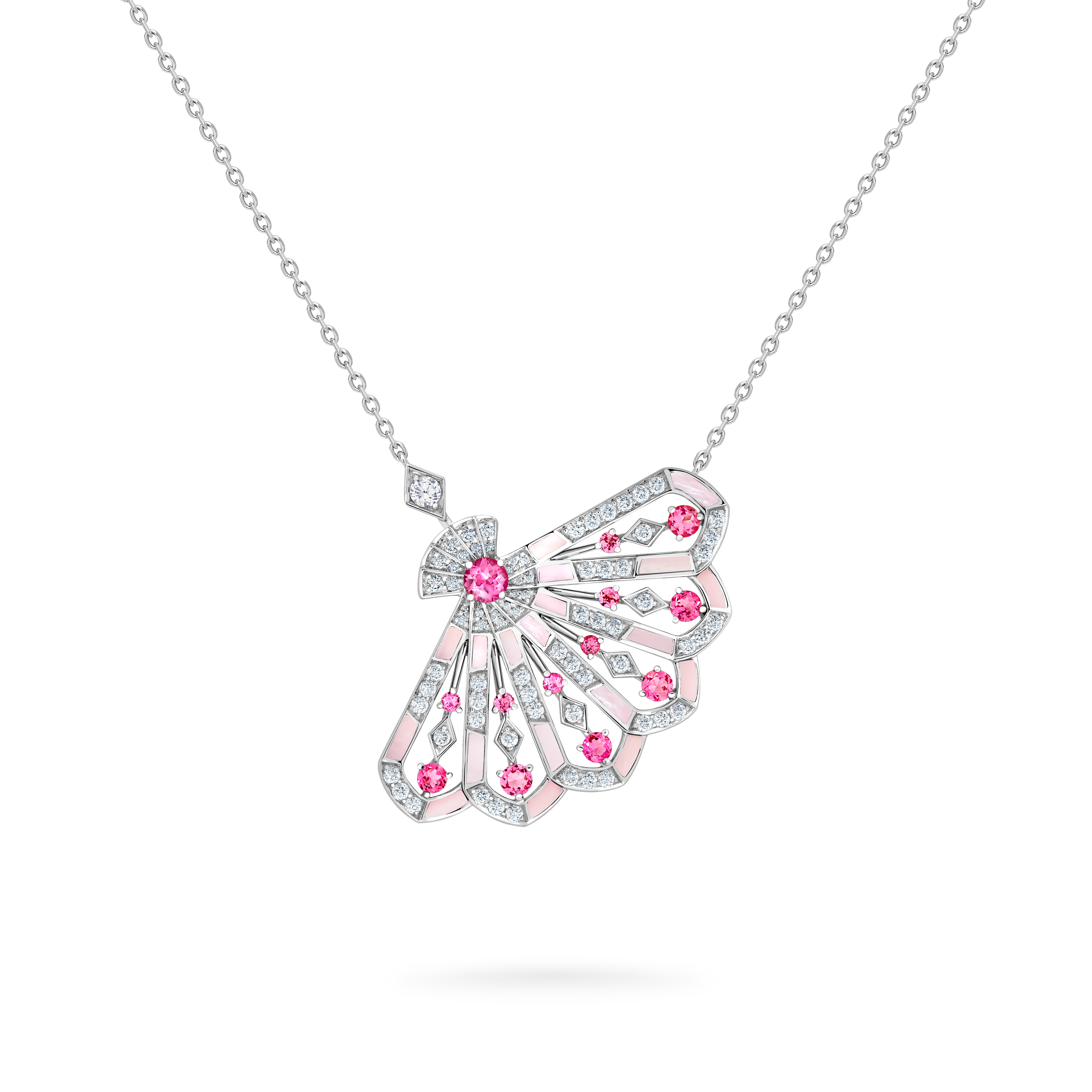 Garrard Fanfare Symphony collection Diamond and Pink Tourmaline Pendant In 18ct White Gold with Pink Opal 2017283 Hero View Garrard Fanfare Symphony collection Diamond and Pink Tourmaline Pendant In 18ct White Gold with Pink Opal 2017283 Hero View