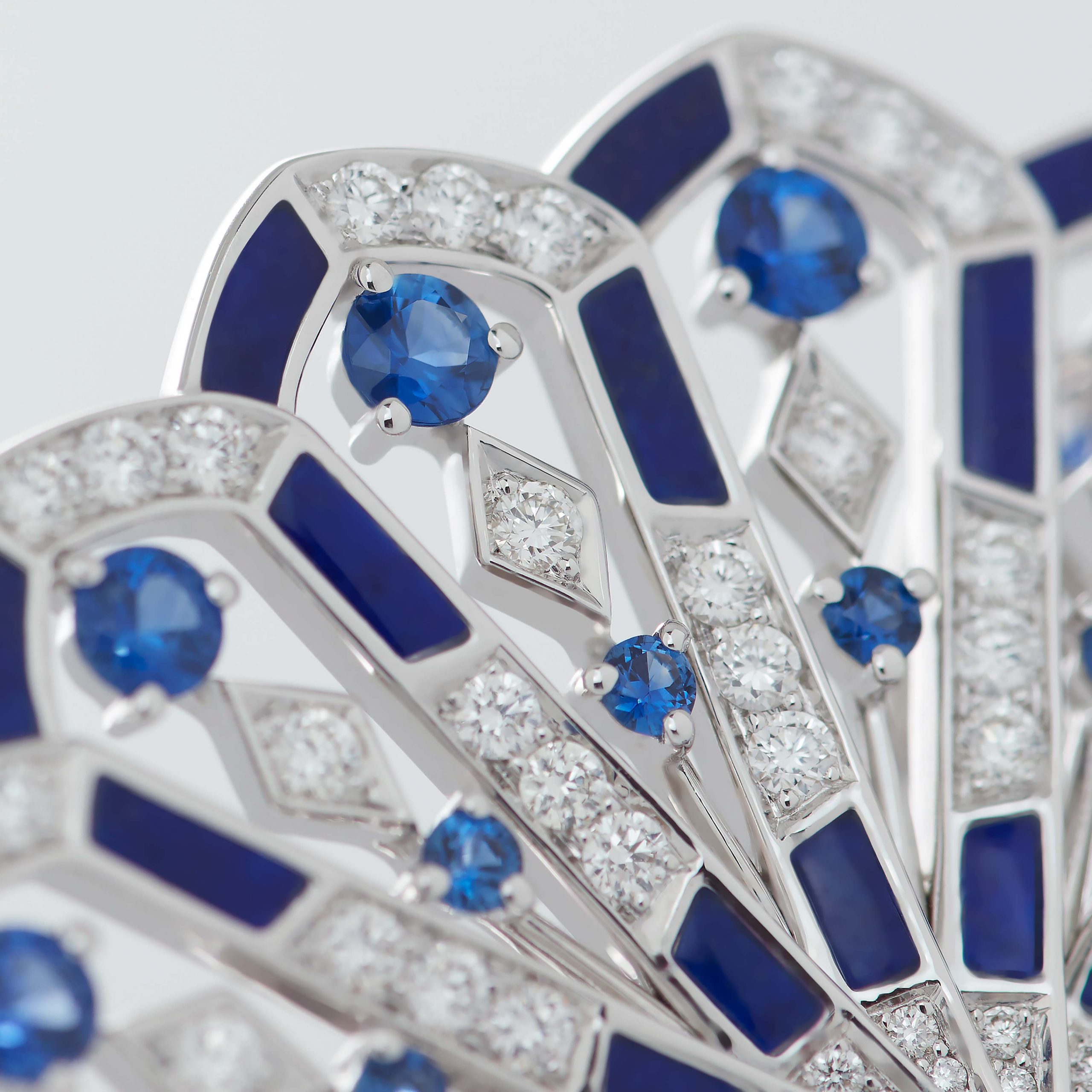 Garrard Fanfare Symphony collection Diamond and Sapphire Ear Climbers In 18ct White Gold with Lapis Lazuli 2017311 Detail View 2 Garrard Fanfare Symphony collection Diamond and Sapphire Ear Climbers In 18ct White Gold with Lapis Lazuli 2017311 Detail View 2