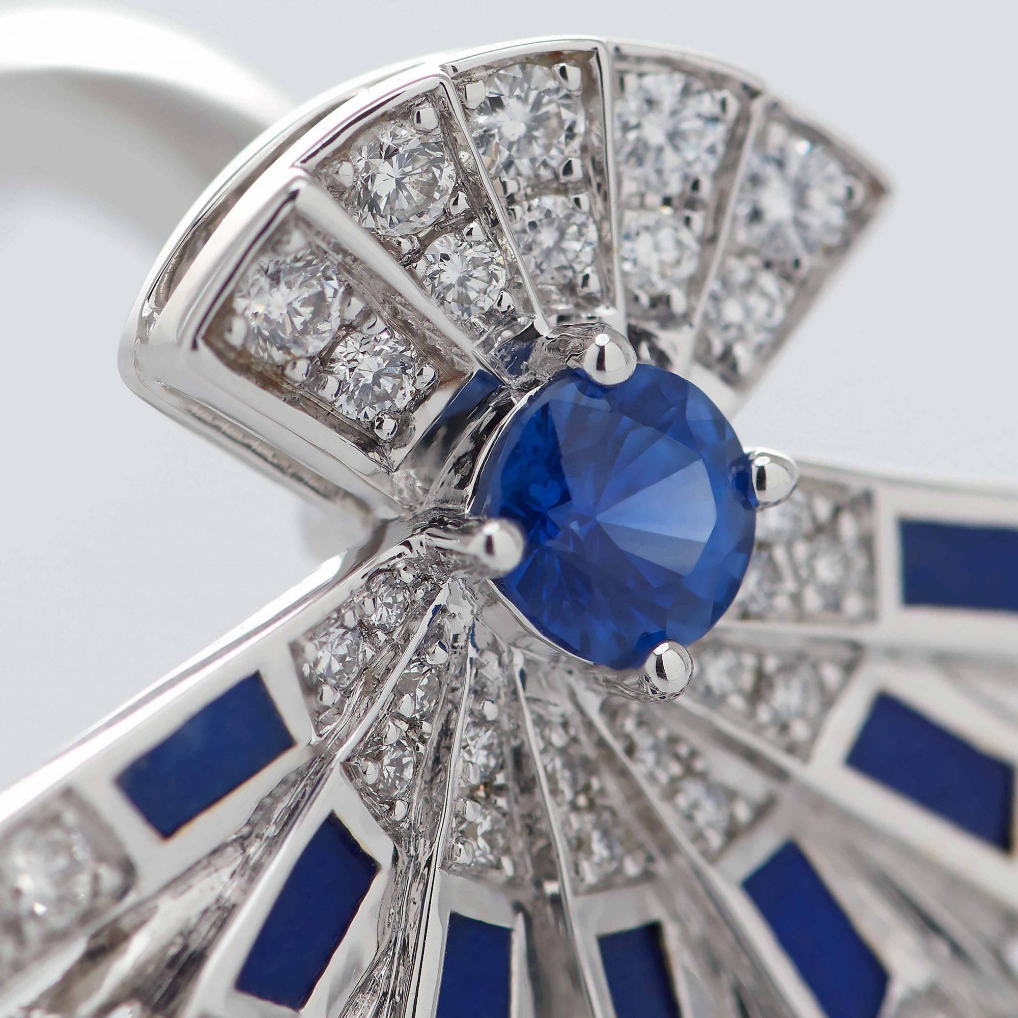 Garrard Fanfare Symphony collection Diamond and Sapphire Ring In 18ct White Gold with Lapis Lazuli 2017314 Detail View 2