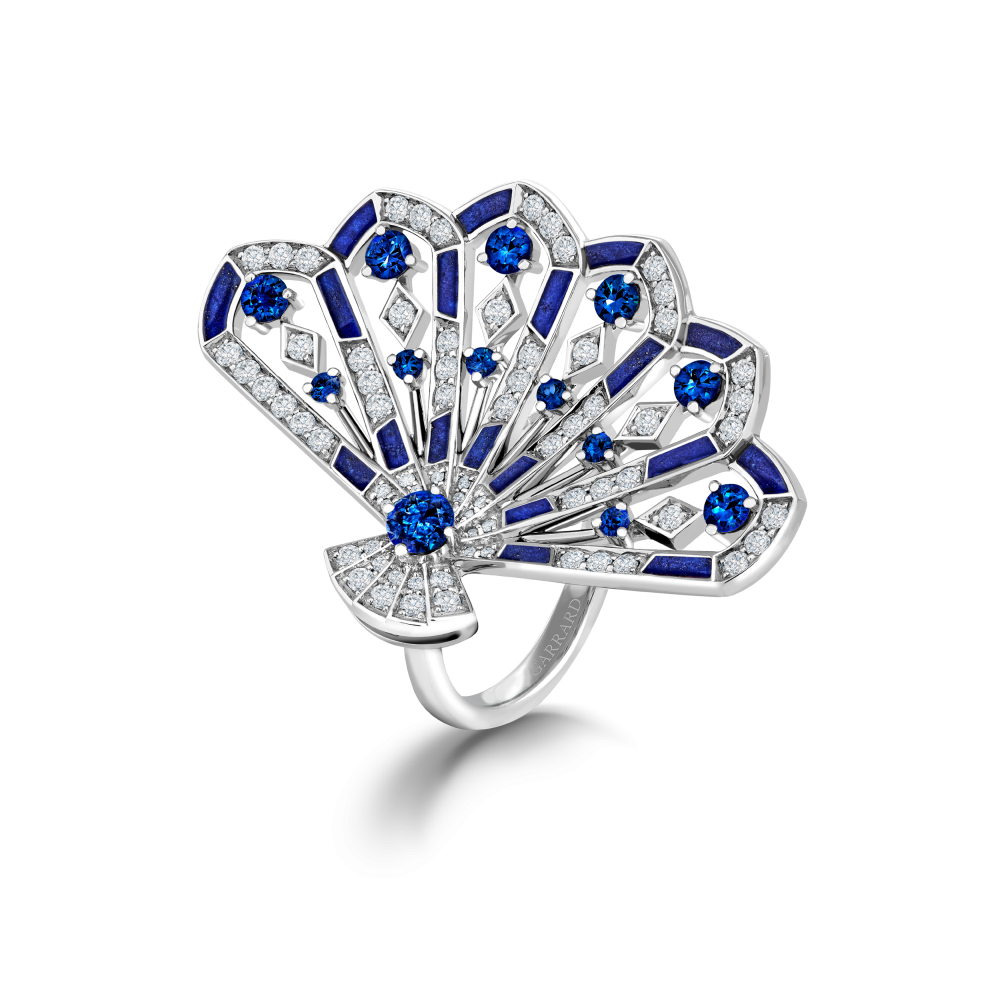 Garrard Fanfare Symphony collection Diamond and Sapphire Ring In 18ct White Gold with Lapis Lazuli 2017314 Hero View