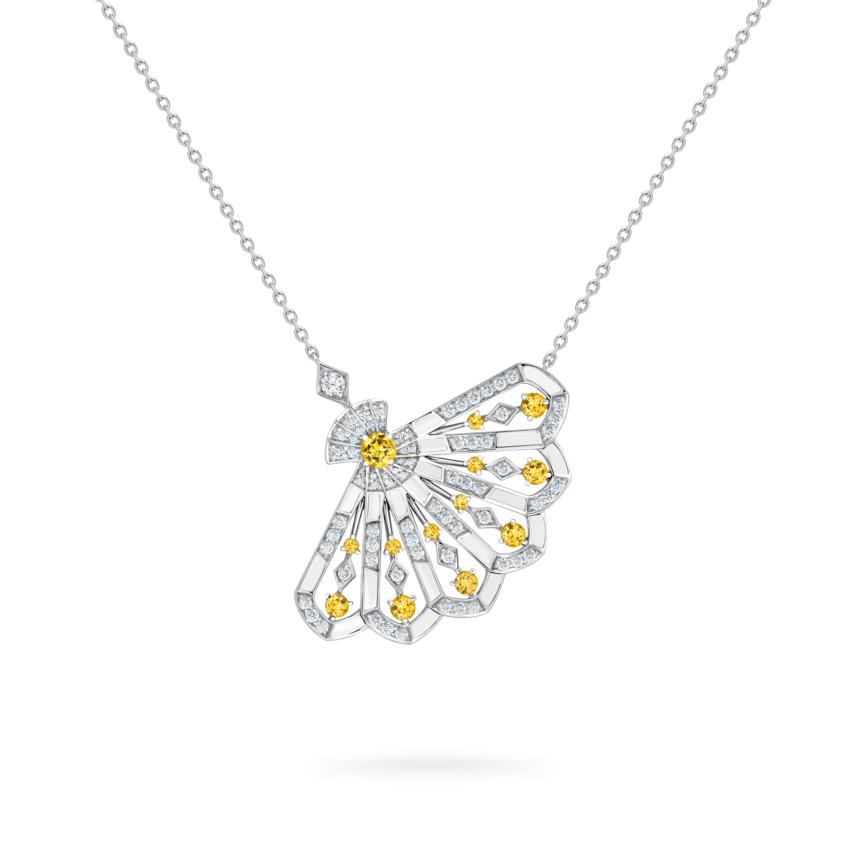 Garrard Fanfare Symphony collection Diamond and Yellow Sapphire Pendant in 18ct White Gold with White Agate 2017352 Hero Garrard Fanfare Symphony collection Diamond and Yellow Sapphire Pendant in 18ct White Gold with White Agate 2017352 Hero