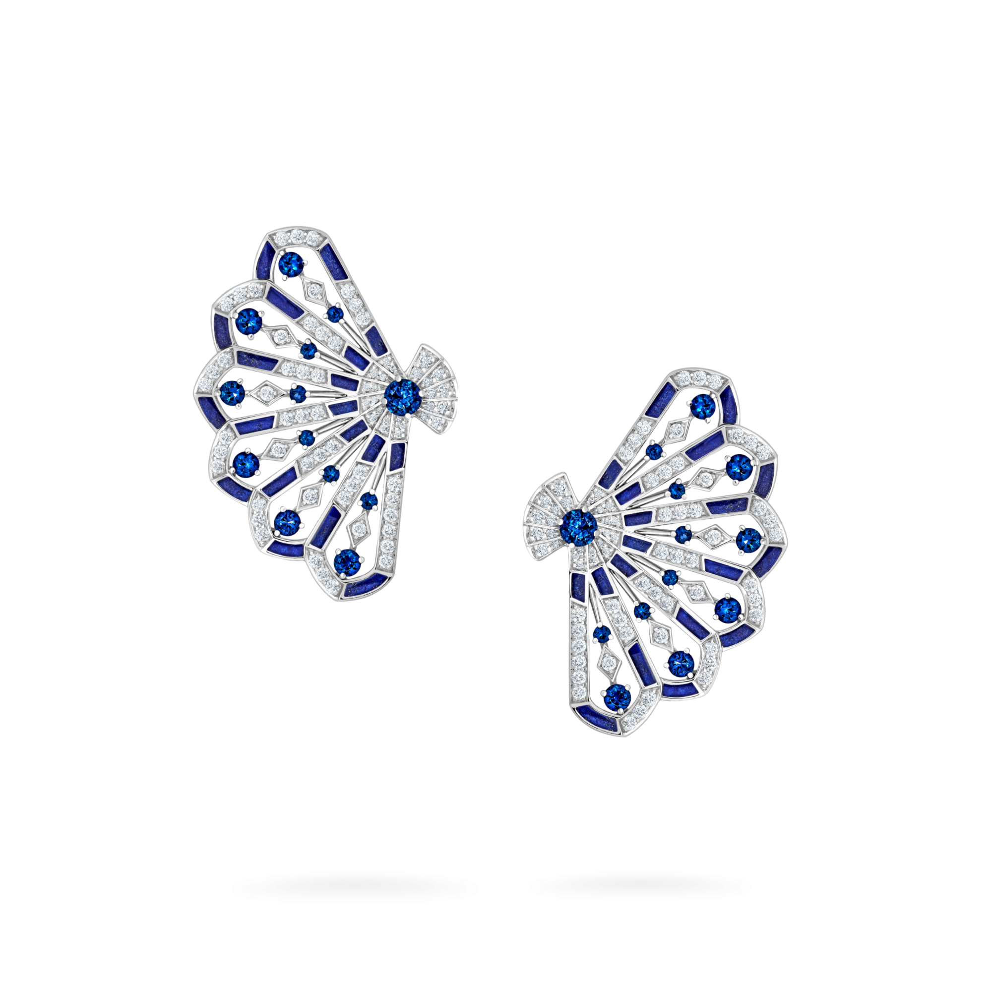 Garrard Fanfare Symphony jewellery Diamond and Sapphire Ear Climbers In 18ct White Gold with Lapis Lazuli 2017311 Hero View