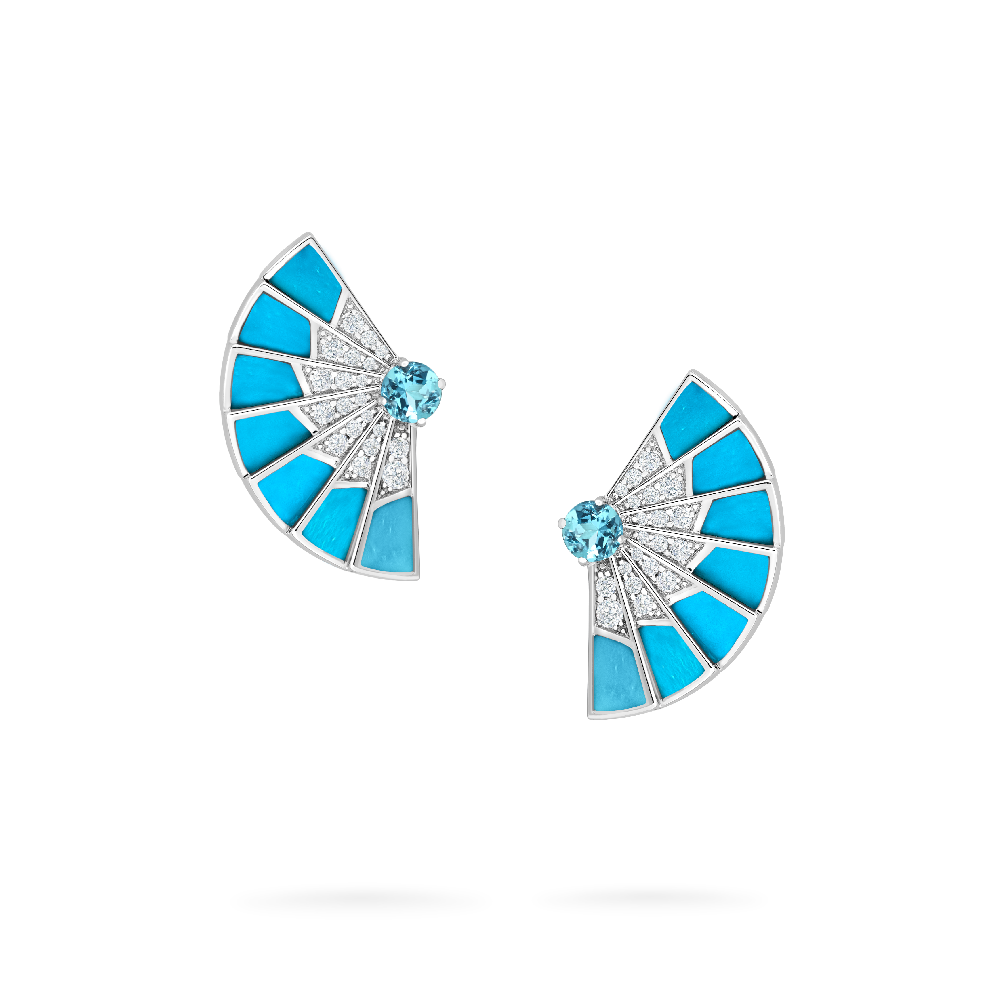 Garrard Fanfare Symphony jewellery collection Aquamarine and Turquoise Earrings in 18ct White Gold with Diamonds 2017304 Hero View Garrard Fanfare Symphony jewellery collection Aquamarine and Turquoise Earrings in 18ct White Gold with Diamonds 2017304 Hero View