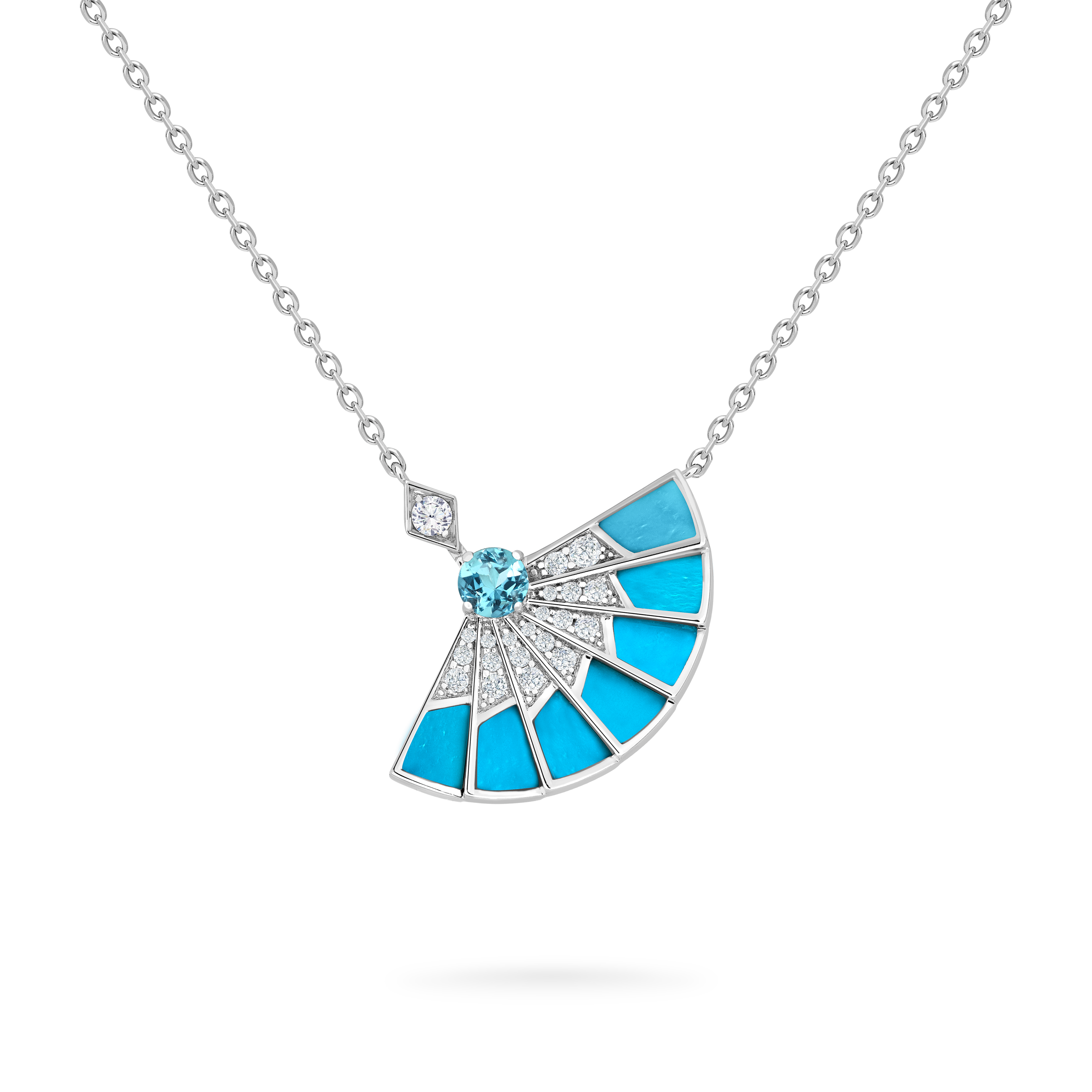 Garrard Fanfare Symphony jewellery collection Aquamarine and Turquoise Pendant In 18ct White Gold with Diamonds 2017306 Hero View Garrard Fanfare Symphony jewellery collection Aquamarine and Turquoise Pendant In 18ct White Gold with Diamonds 2017306 Hero View