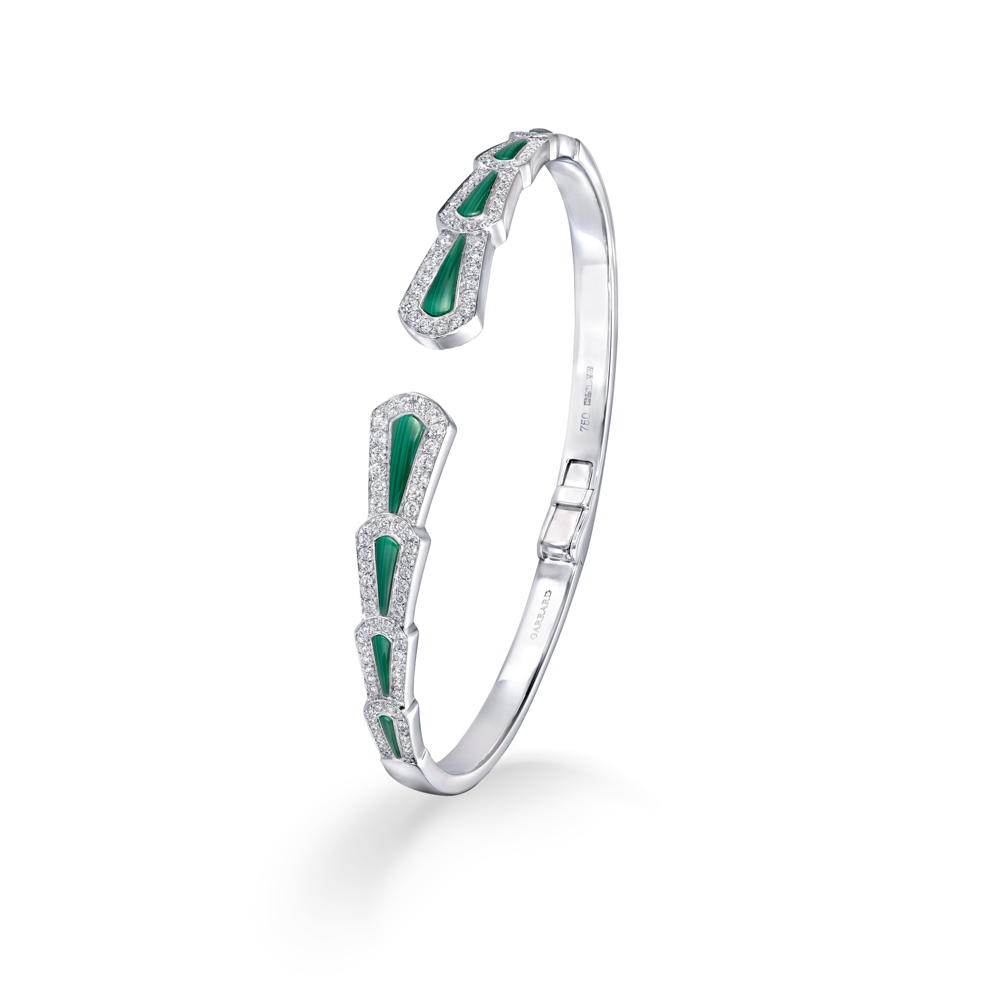 Garrard Fanfare Symphony jewellery collection Diamond and Malachite Bangle in 18ct White Gold2017515 2017516 2017517 Hero View