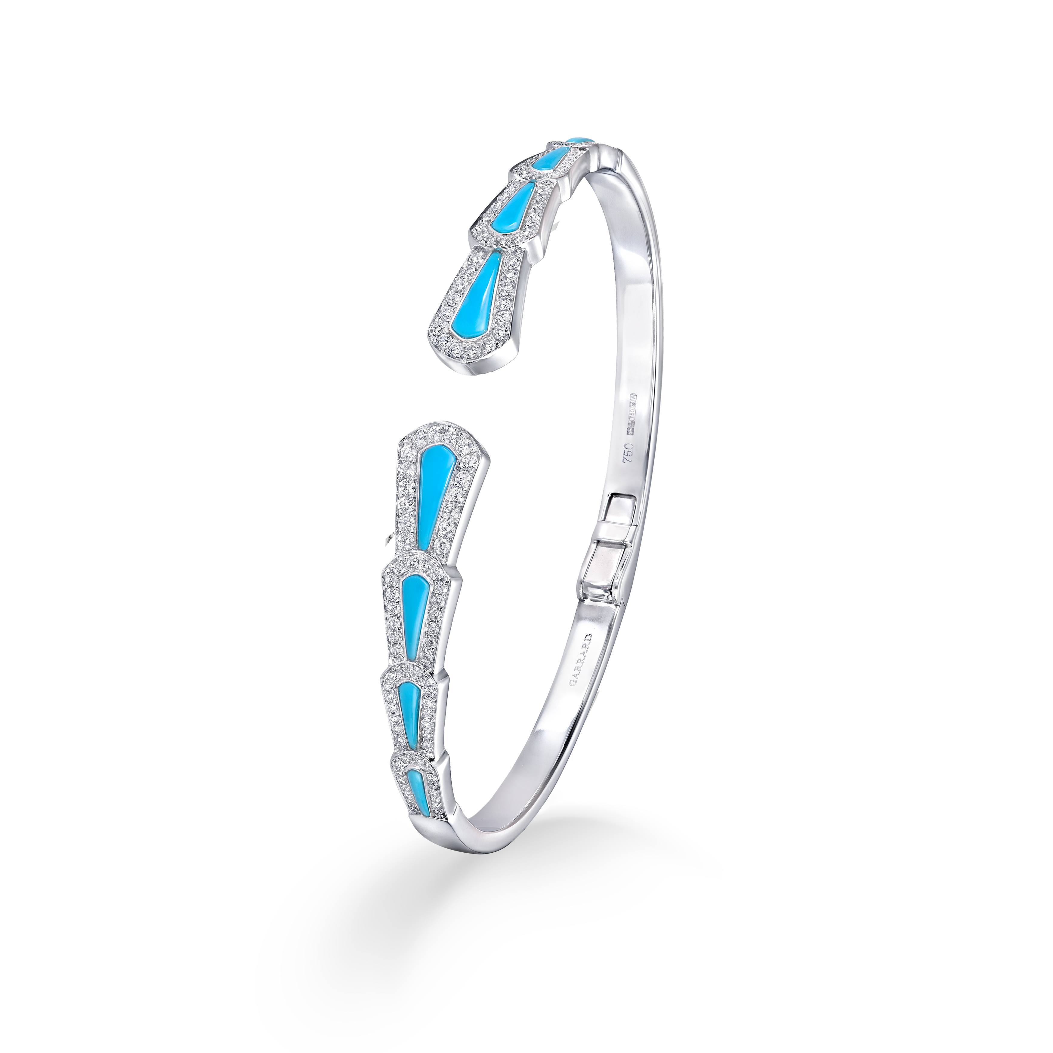 Garrard Fanfare Symphony jewellery collection Diamond and Turquoise Bangle In 18ct White Gold 2017509 2017510 2017511 Hero Garrard Fanfare Symphony jewellery collection Diamond and Turquoise Bangle In 18ct White Gold 2017509 2017510 2017511 Hero