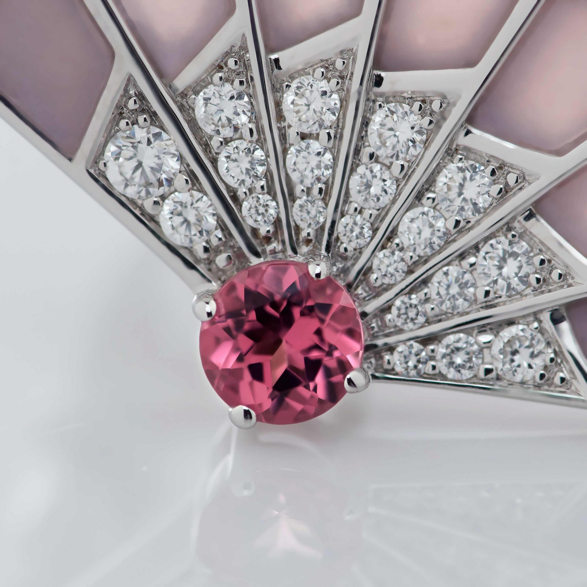 Garrard Fanfare Symphony jewellery collection Pink Tourmaline and Pink Opal earrings with Diamonds 2017278 Deatil View