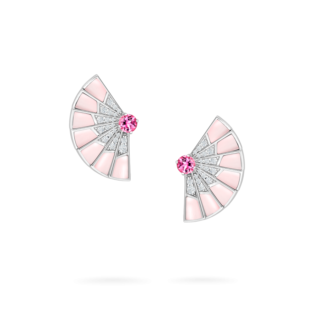 Garrard Fanfare Symphony jewellery collection Pink Tourmaline and Pink Opal earrings with Diamonds 2017278 Hero View