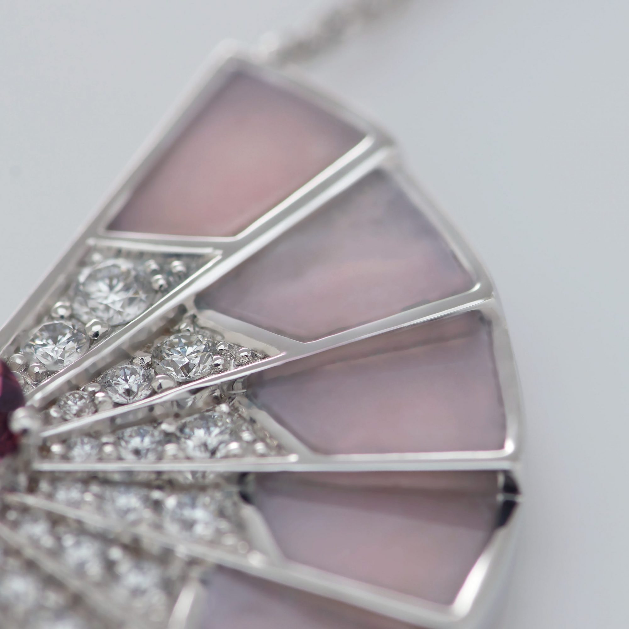 Garrard Fanfare Symphony jewellery collection Pink Tourmaline and Pink Opal earrings with Diamonds 2017279 Detail View 2