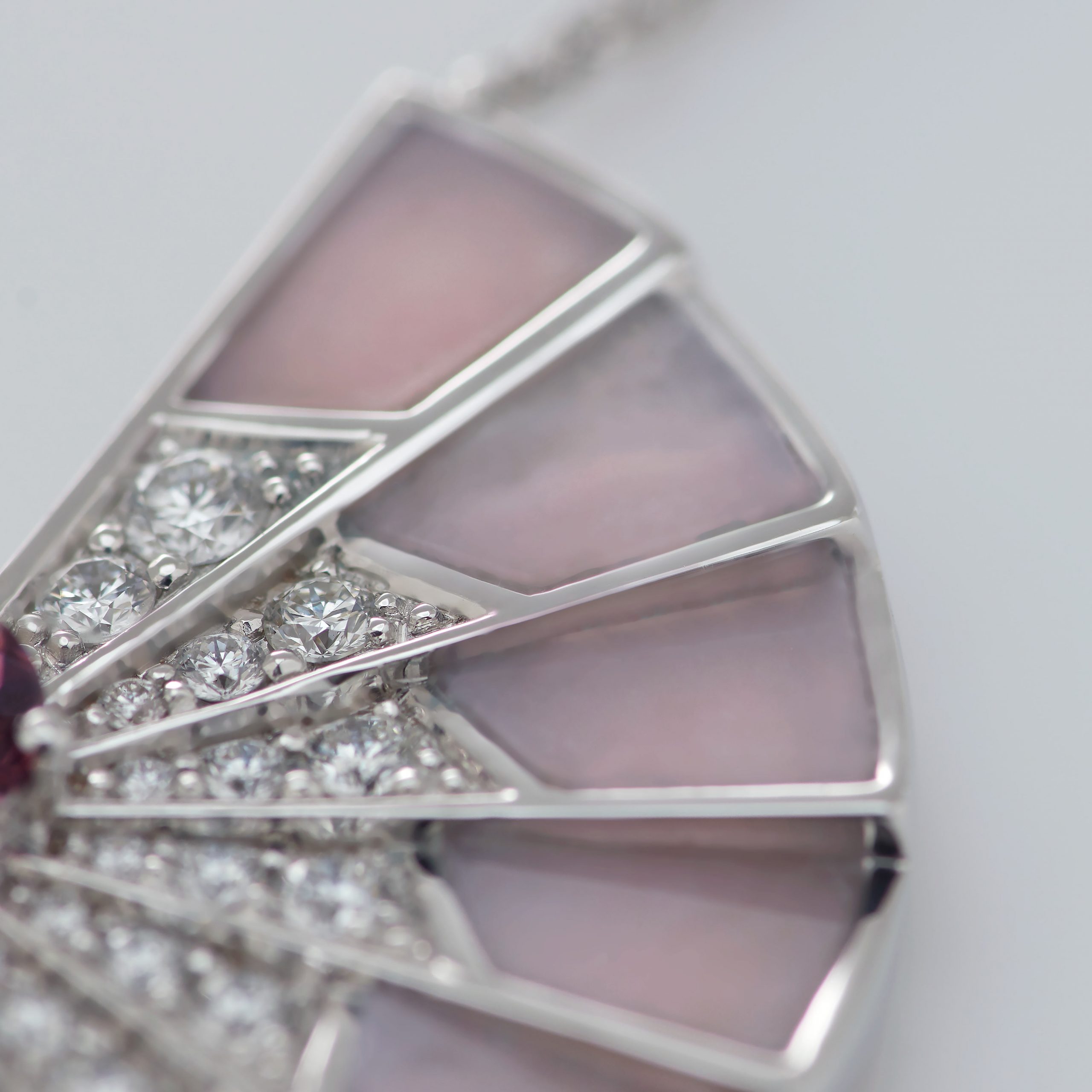 Garrard Fanfare Symphony jewellery collection Pink Tourmaline and Pink Opal earrings with Diamonds 2017279 Detail View 2 Garrard Fanfare Symphony jewellery collection Pink Tourmaline and Pink Opal earrings with Diamonds 2017279 Detail View 2
