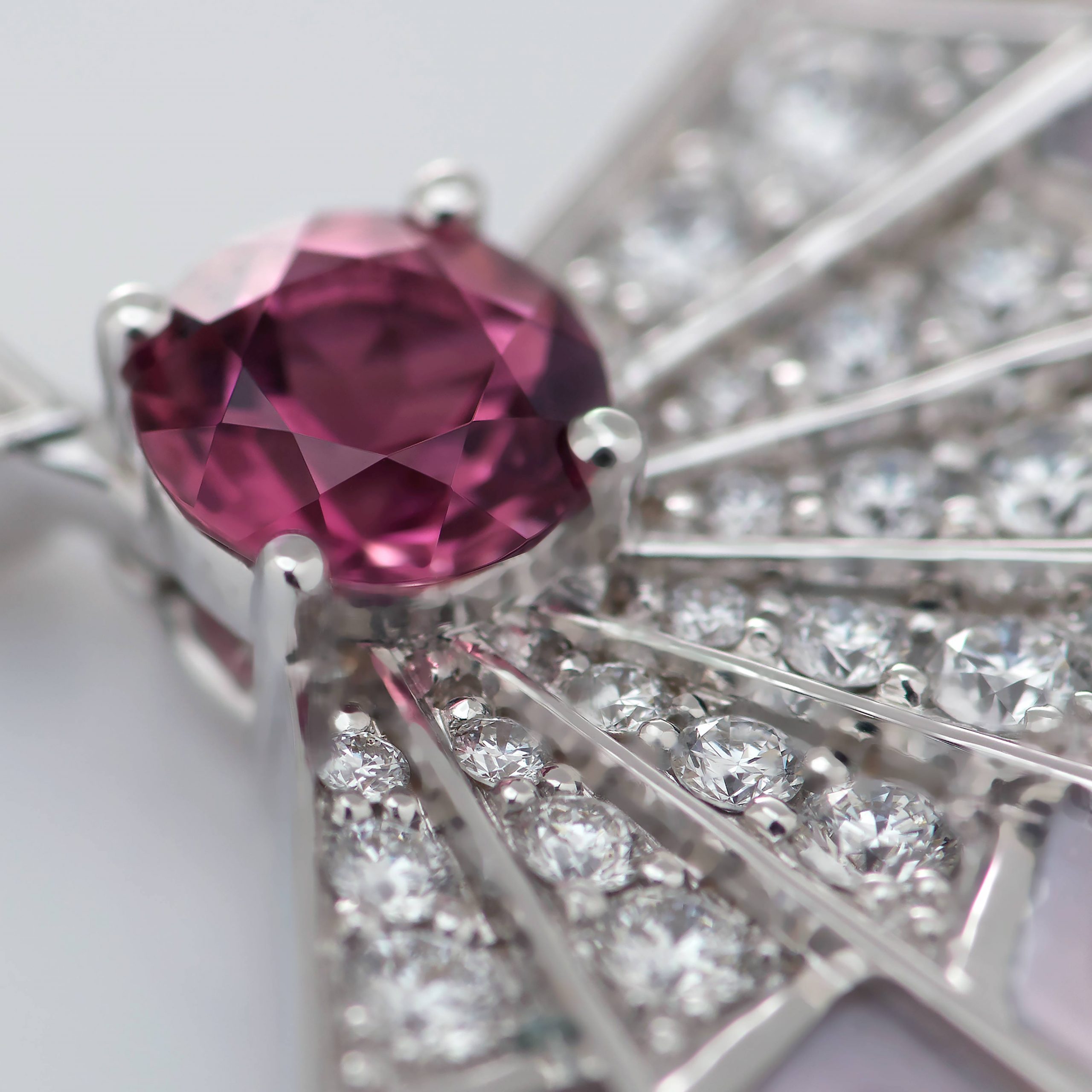 Garrard Fanfare Symphony jewellery collection Pink Tourmaline and Pink Opal earrings with Diamonds 2017279 Detail View Garrard Fanfare Symphony jewellery collection Pink Tourmaline and Pink Opal earrings with Diamonds 2017279 Detail View