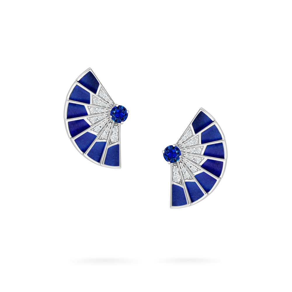 Garrard Fanfare Symphony jewellery collection Sapphire and Lapis Lazuli Earrings In 18ct White Gold with Diamonds 2017334 Hero View