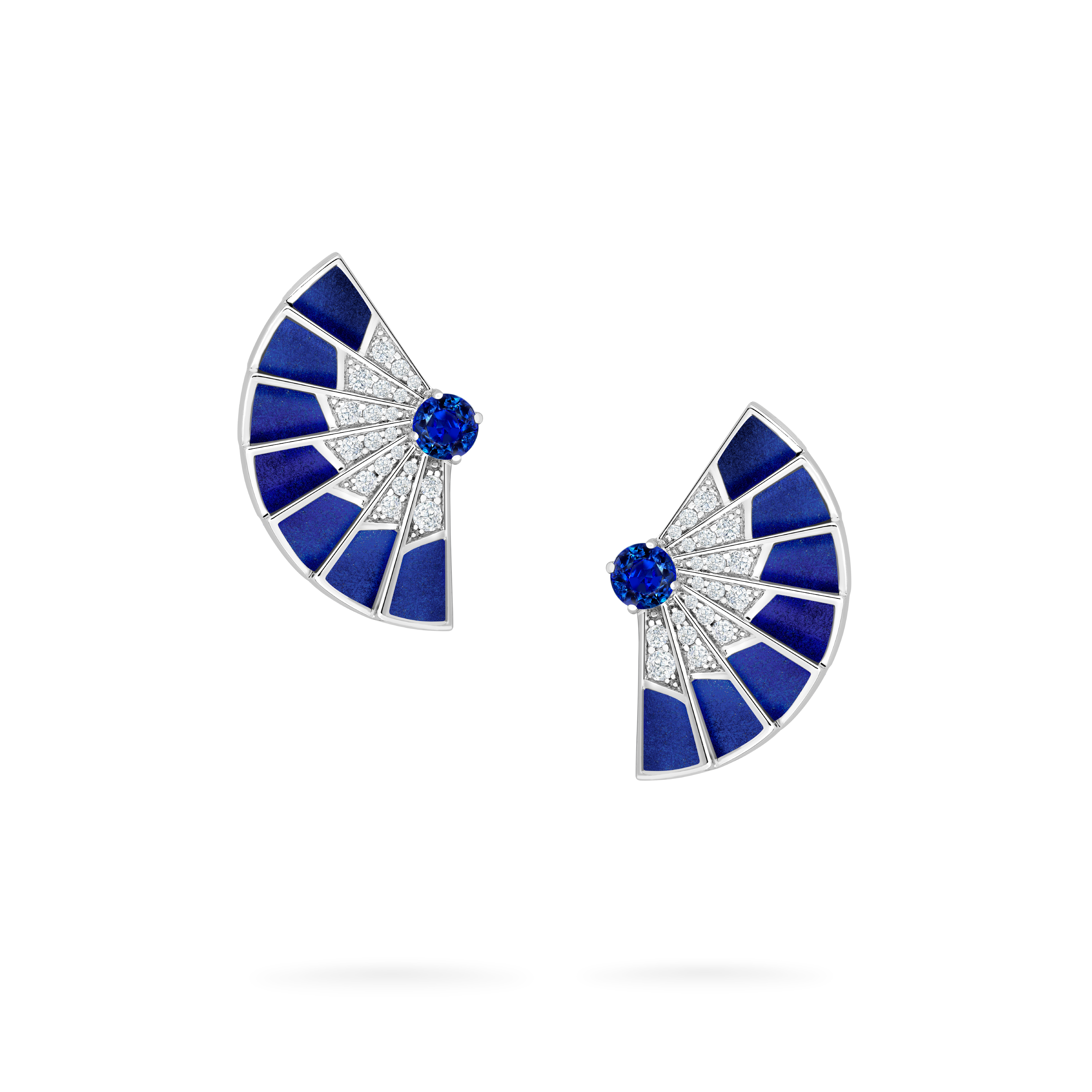 Garrard Fanfare Symphony jewellery collection Sapphire and Lapis Lazuli Earrings In 18ct White Gold with Diamonds 2017334 Hero View Garrard Fanfare Symphony jewellery collection Sapphire and Lapis Lazuli Earrings In 18ct White Gold with Diamonds 2017334 Hero View
