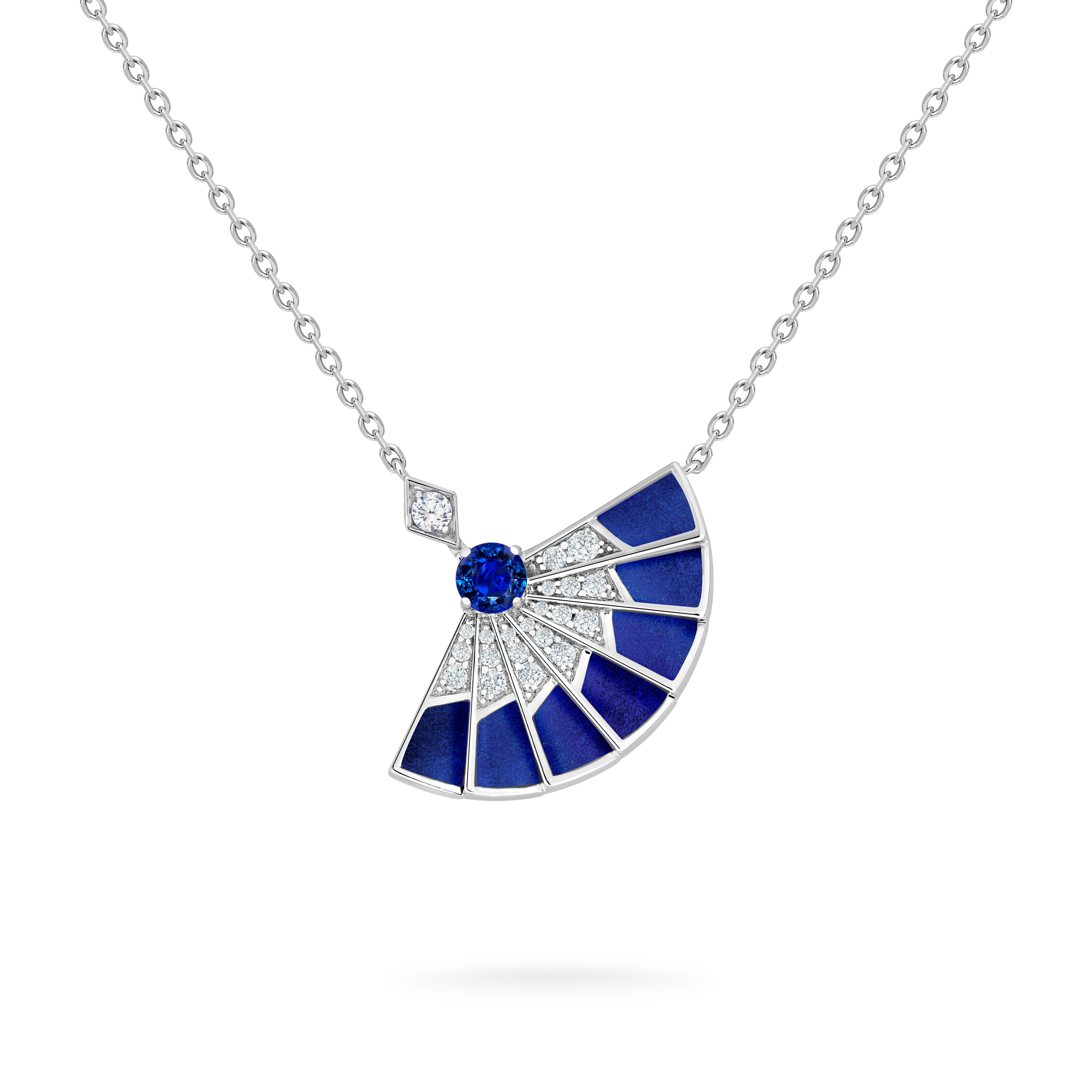 Garrard Fanfare Symphony jewellery collection Sapphire and Lapis Lazuli Pendant In 18ct White Gold with Diamonds 2017338 Hero View Garrard Fanfare Symphony jewellery collection Sapphire and Lapis Lazuli Pendant In 18ct White Gold with Diamonds 2017338 Hero View