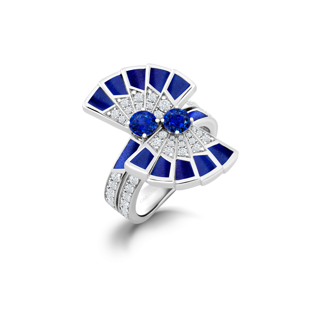 Garrard Fanfare Symphony jewellery collection Sapphire and Lapis Lazuli Ring In 18ct White Gold with Diamonds 2017357 Hero View