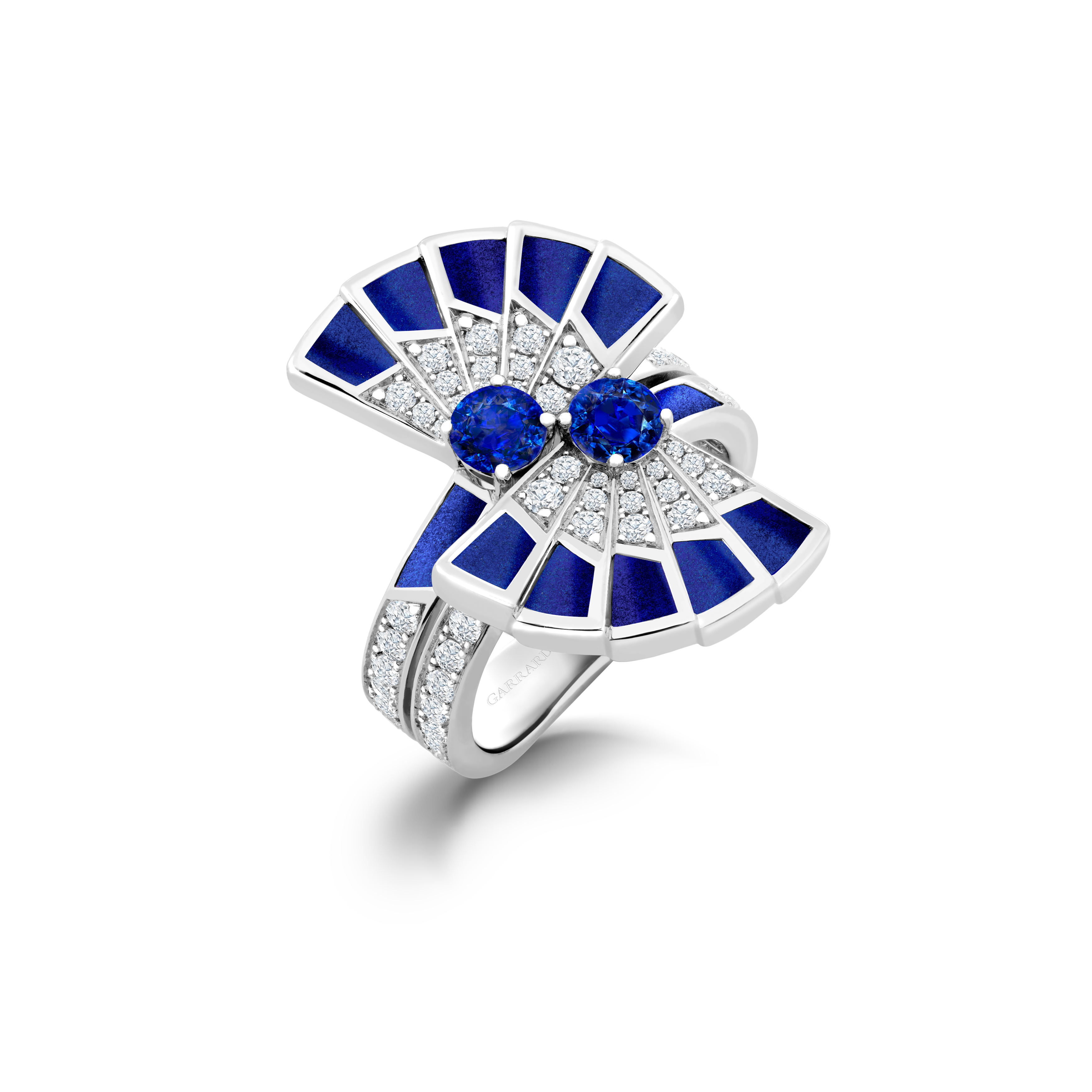 Garrard Fanfare Symphony jewellery collection Sapphire and Lapis Lazuli Ring In 18ct White Gold with Diamonds 2017357 Hero View Garrard Fanfare Symphony jewellery collection Sapphire and Lapis Lazuli Ring In 18ct White Gold with Diamonds 2017357 Hero View