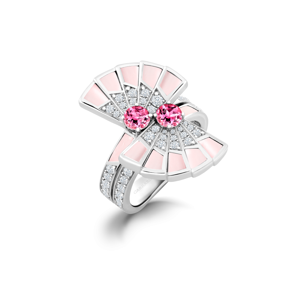 Garrard Fanfare Symphony jewellery collection Tourmaline and Pink Opal Ring In 18ct White Gold with Diamonds 2017280 Hero View