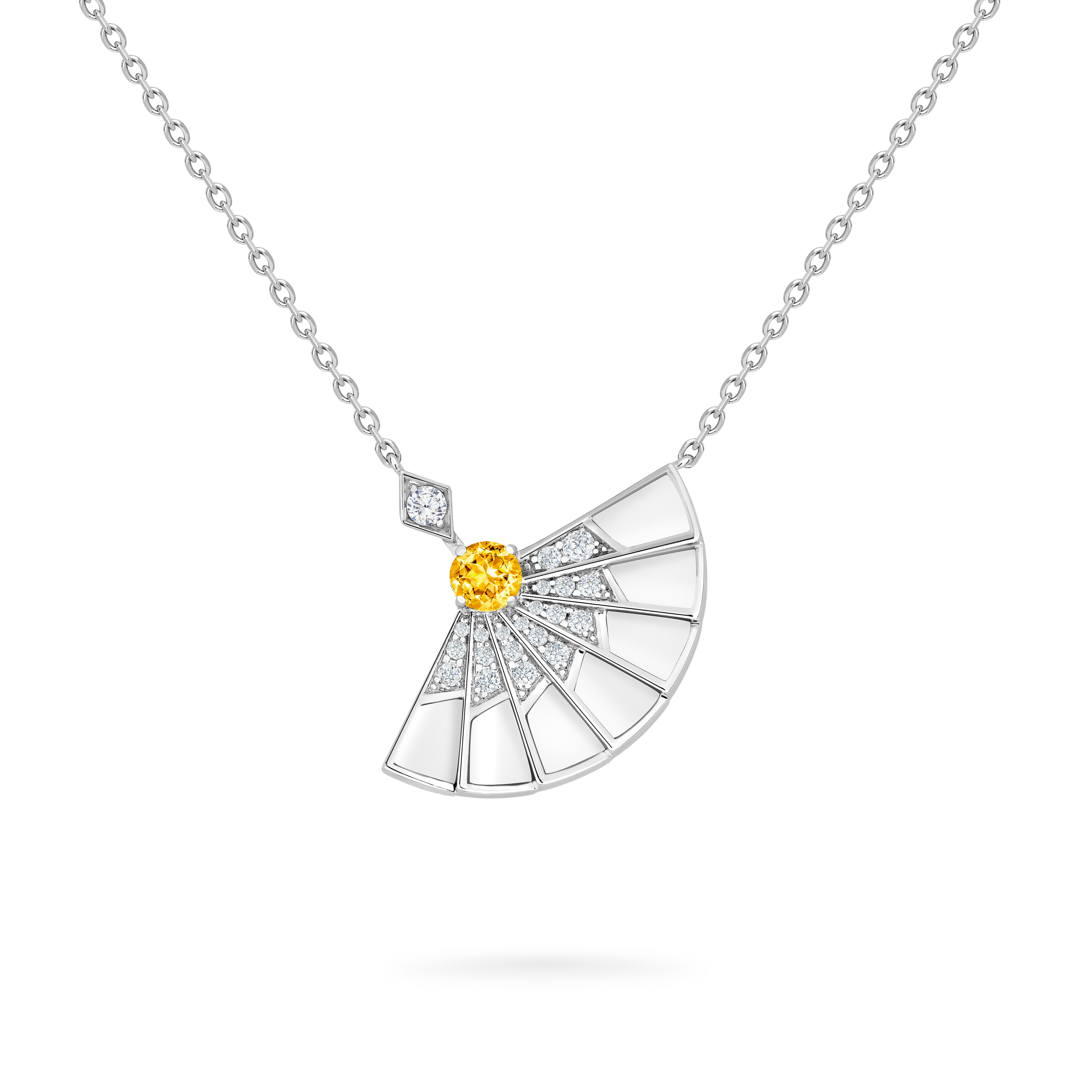 Garrard Fanfare Symphony jewellery collection Yellow Sapphire and White Agate Pendant in 18ct White Gold with Diamonds 2017337 Hero View Garrard Fanfare Symphony jewellery collection Yellow Sapphire and White Agate Pendant in 18ct White Gold with Diamonds 2017337 Hero View