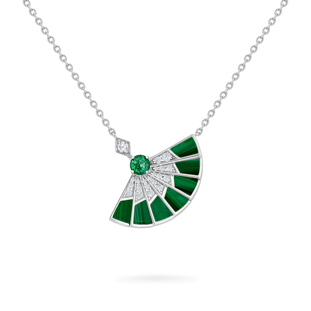 Garrard Fanfare Symphony jewellery collection emerald and malachite full colour earrings in 18ct white gold 2017305 Hero Vi