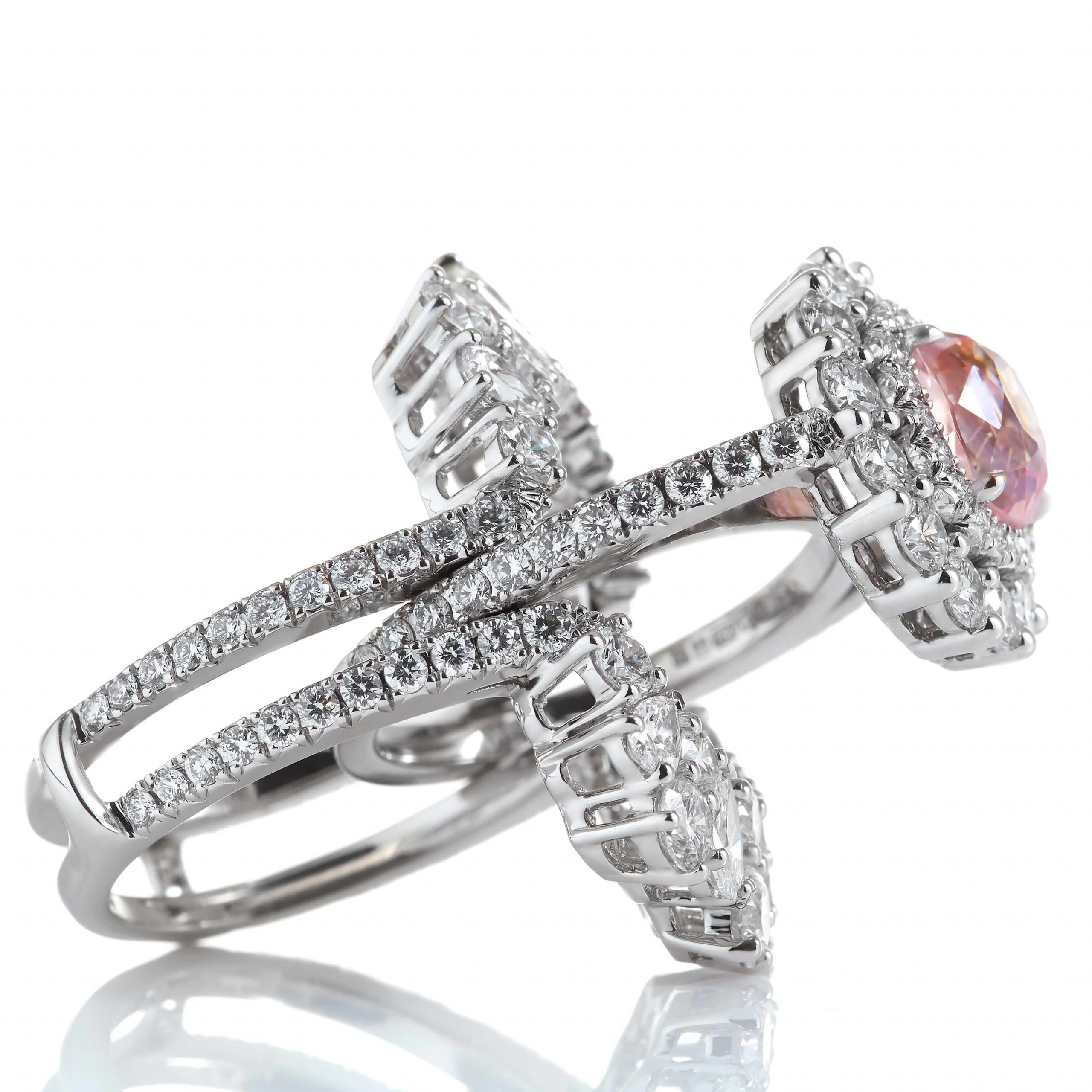 Garrard Jewelled Vault 2.48ct Cushion Cut Padparadscha Sapphire Jacket Ring In 18ct White Gold with Diamonds 2017374 Detail 2 Garrard Jewelled Vault 2.48ct Cushion Cut Padparadscha Sapphire Jacket Ring In 18ct White Gold with Diamonds 2017374 Detail 2