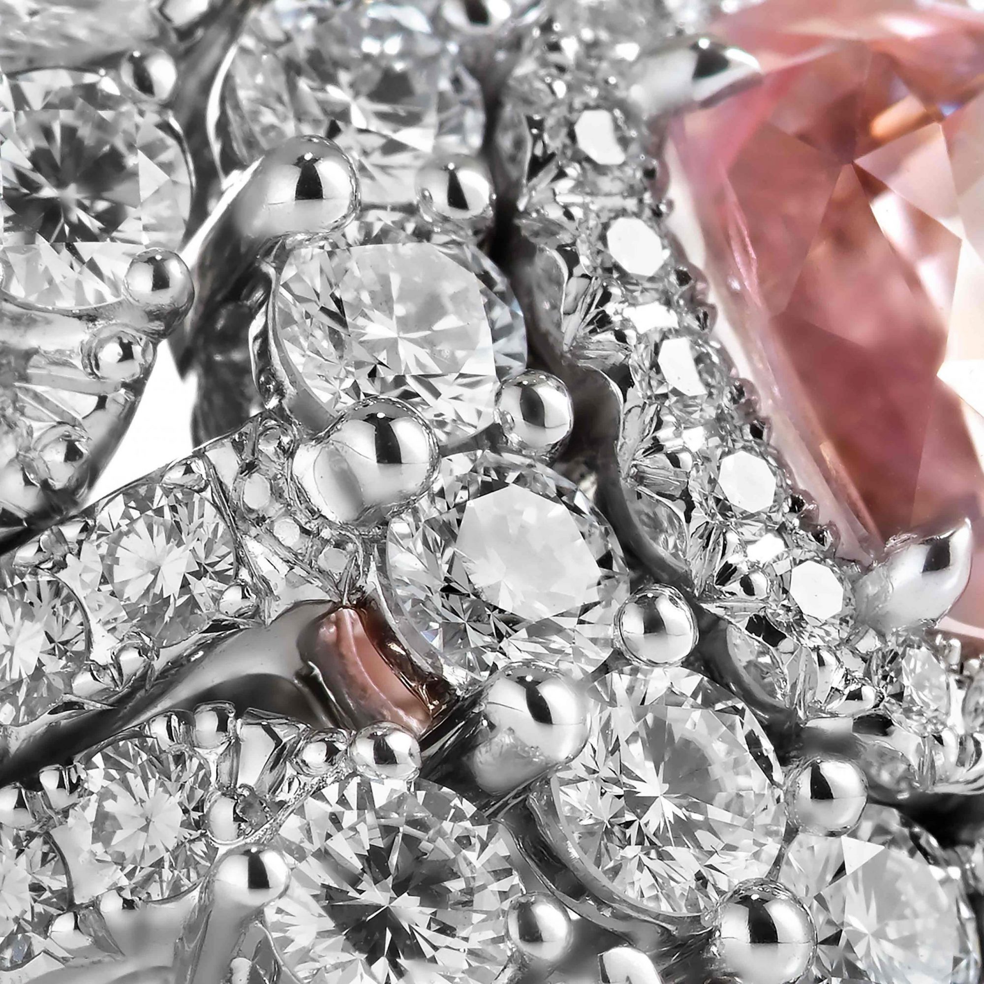 Garrard Jewelled Vault 2.48ct Cushion Cut Padparadscha Sapphire Jacket Ring In 18ct White Gold with Diamonds 2017374 Detail