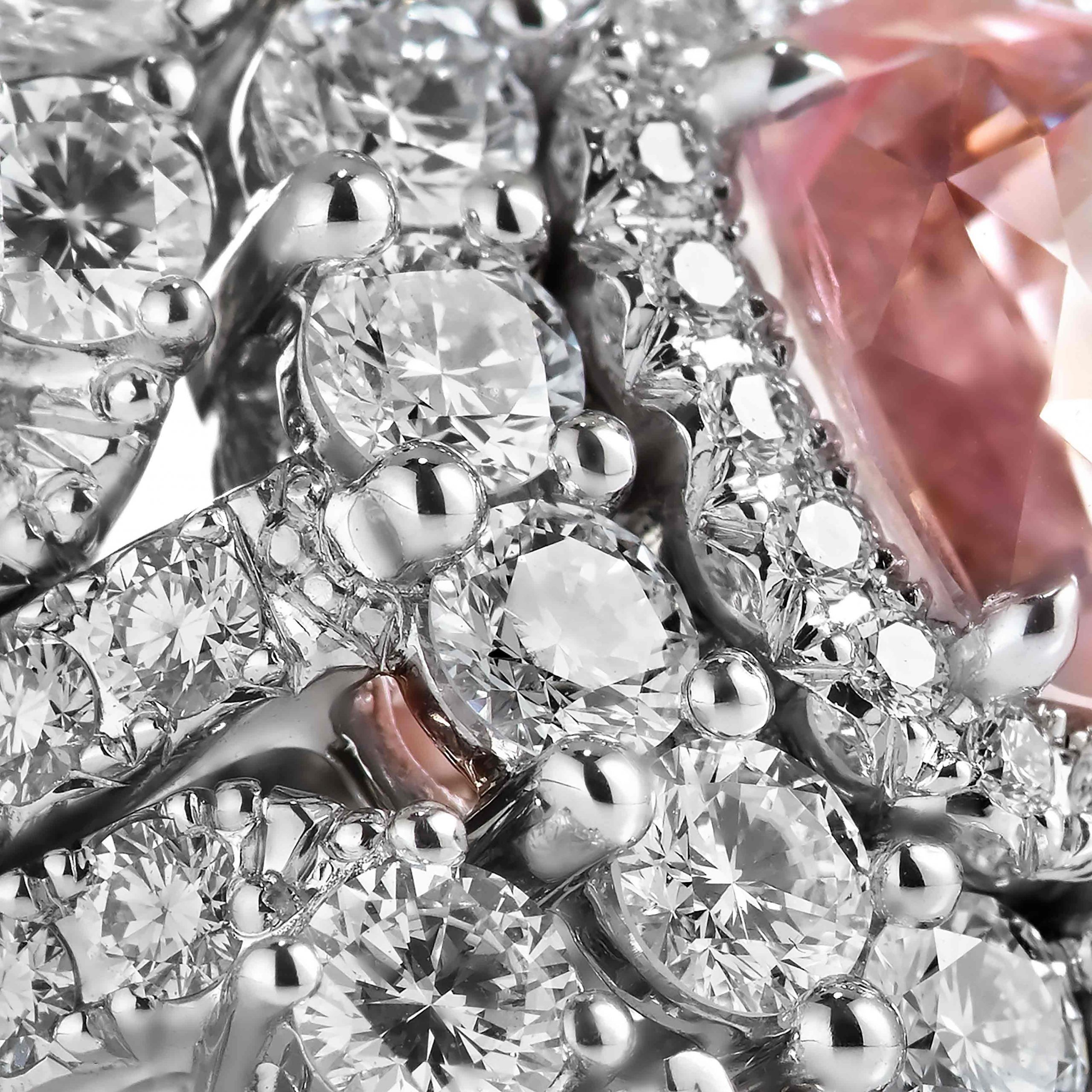 Garrard Jewelled Vault 2.48ct Cushion Cut Padparadscha Sapphire Jacket Ring In 18ct White Gold with Diamonds 2017374 Detail Garrard Jewelled Vault 2.48ct Cushion Cut Padparadscha Sapphire Jacket Ring In 18ct White Gold with Diamonds 2017374 Detail