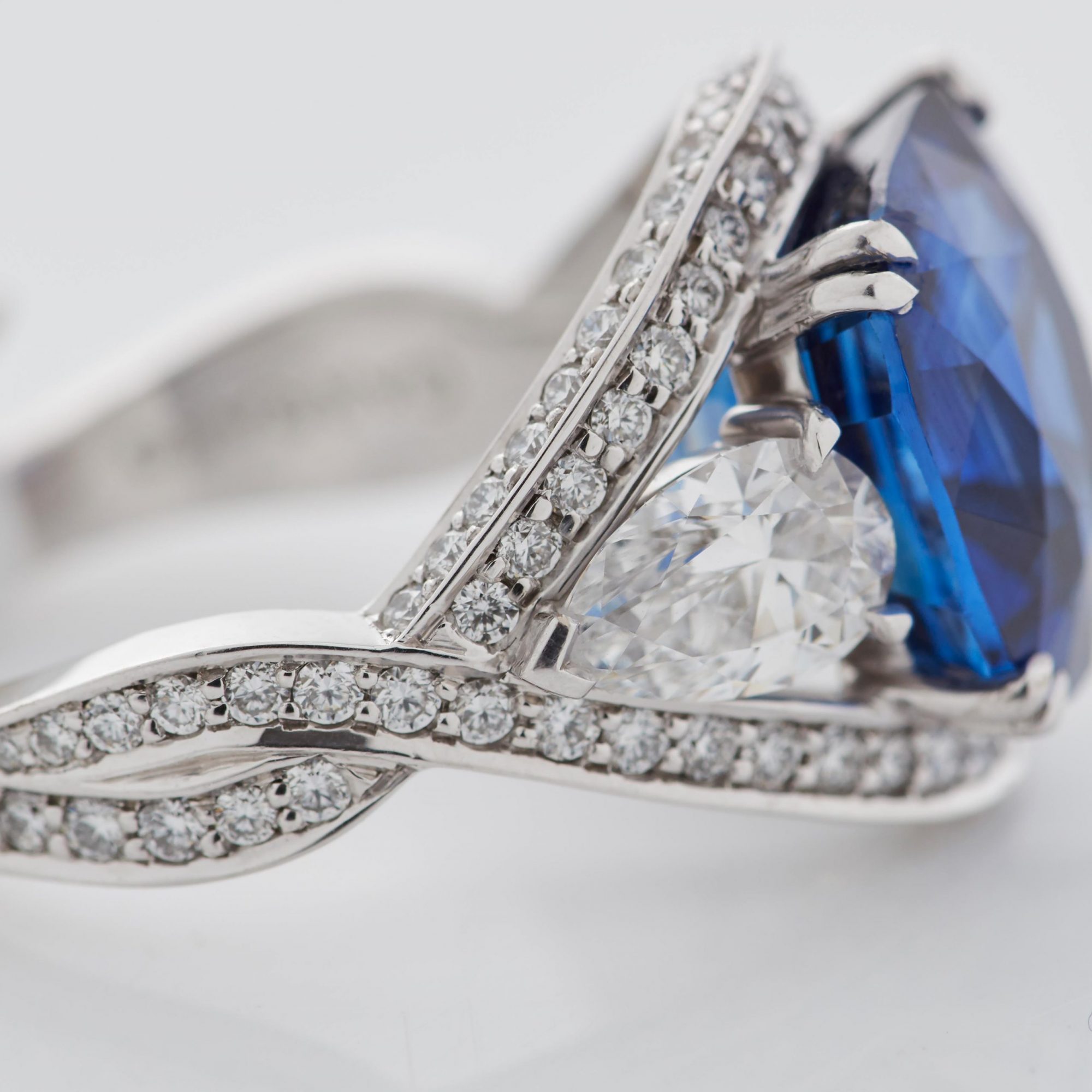 Garrard Jewelled Vault 8.85ct Cushion Cut Royal Blue Sapphire Ring In 18ct White Gold with Diamonds 2016303 Detail 2