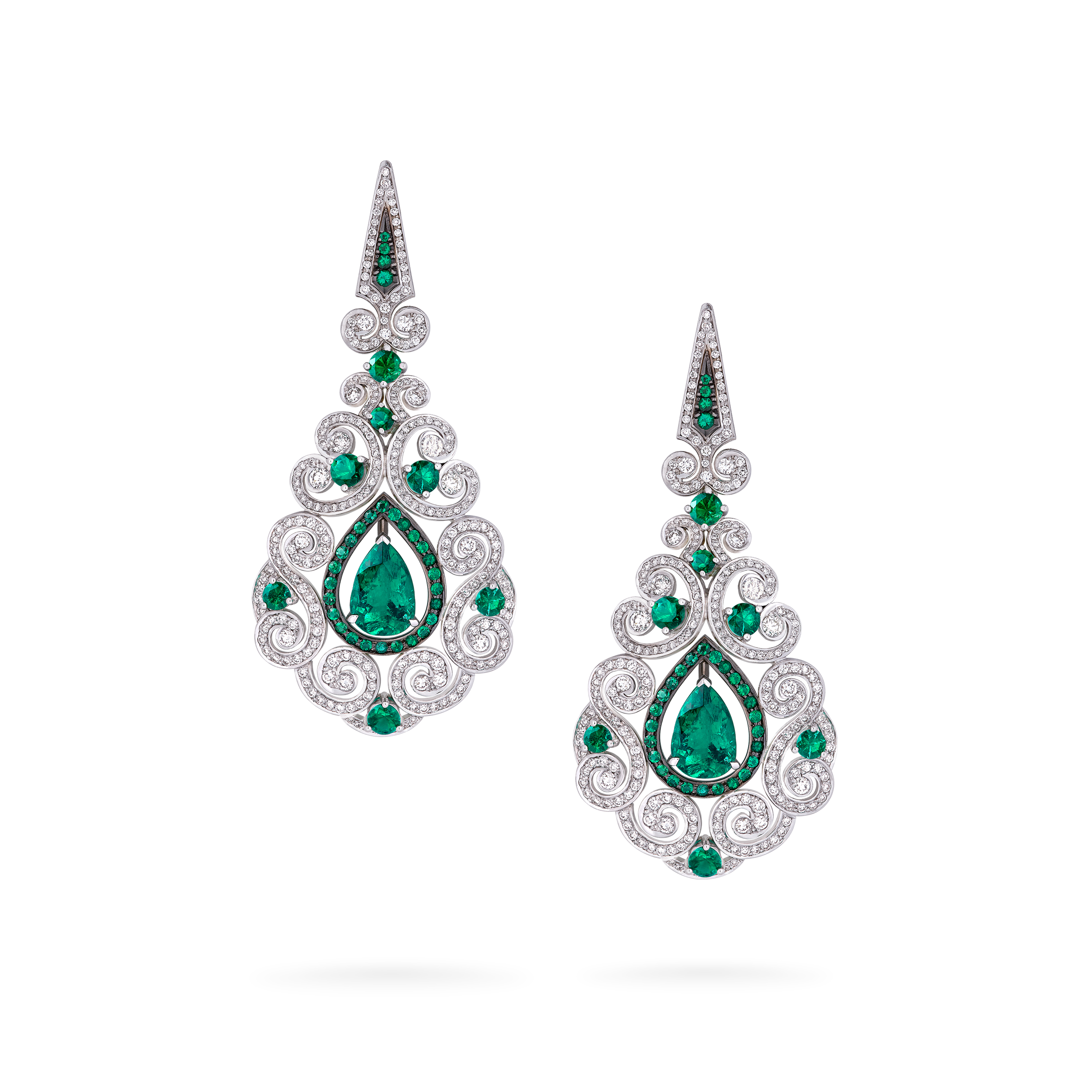 Garrard Jewelled Vault Emerald and Diamond High Jewellery Earrings In 18 Carat White Gold 2016276 Hero Garrard Jewelled Vault Emerald and Diamond High Jewellery Earrings In 18 Carat White Gold 2016276 Hero