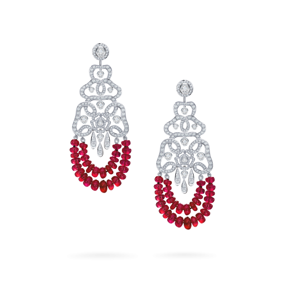 Garrard Red Rose High Jewellery Ruby and Diamond Earrings In 18ct White Gold 2015424