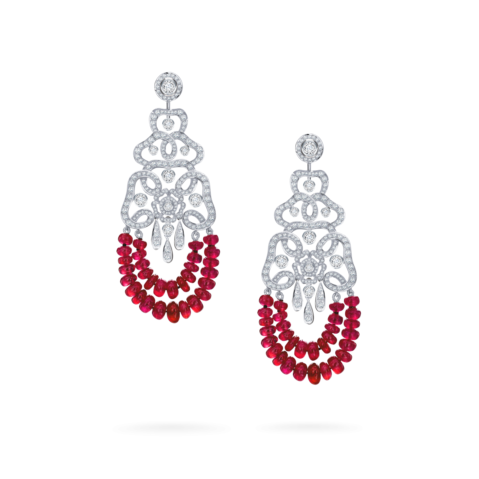 Garrard Red Rose High Jewellery Ruby and Diamond Earrings In 18ct White Gold 2015424