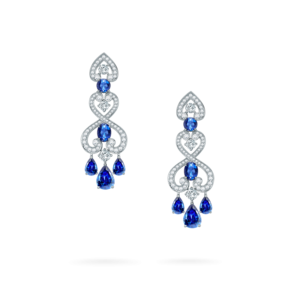Garrard Regal Cascade High Jewellery Sapphire and Diamond Earrings In 18ct White Gold 2015734
