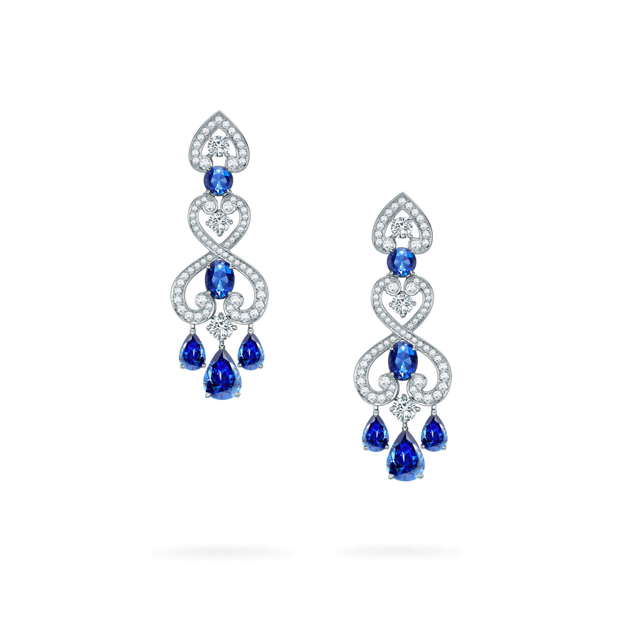 Garrard Regal Cascade High Jewellery Sapphire and Diamond Earrings In 18ct White Gold 2015734