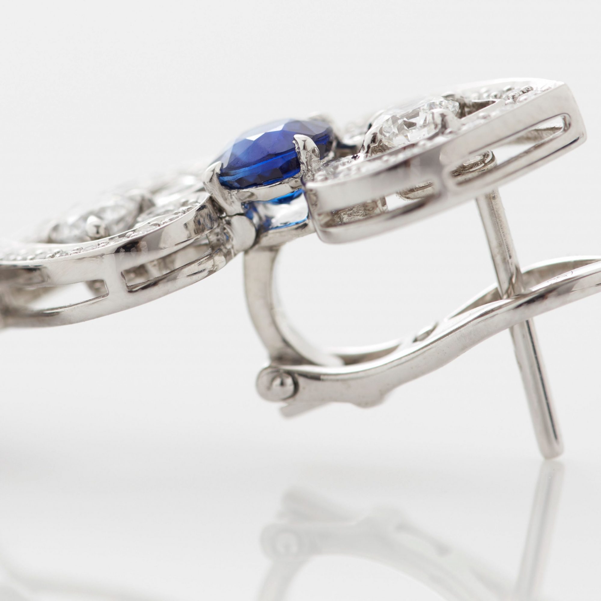 Garrard Regal Cascade High Jewellery Sapphire and Diamond Earrings In 18ct White Gold 2015734 Clasp