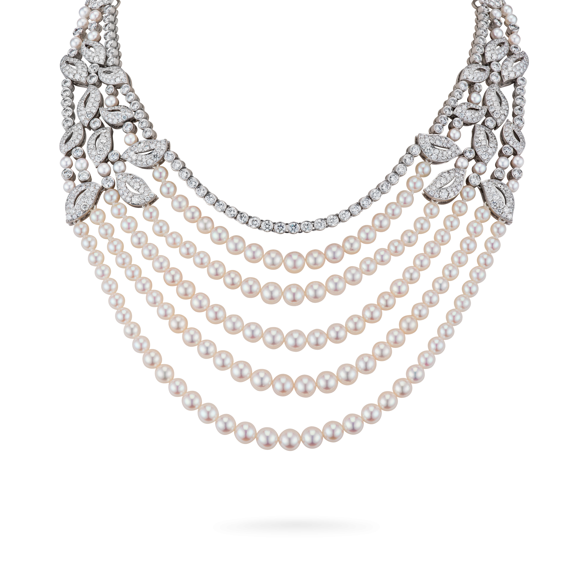 Garrard Rose Garden High Jewellery Pearl and Diamond Necklace In 18ct White Gold 2012589