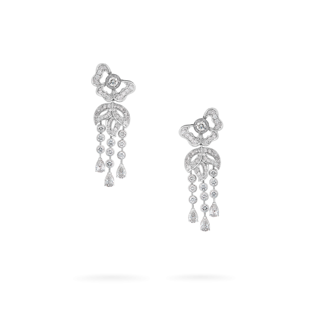 Garrard Rose Garden Transformable High Jewellery Diamond Drop Earrings In 18ct White Gold 2016680