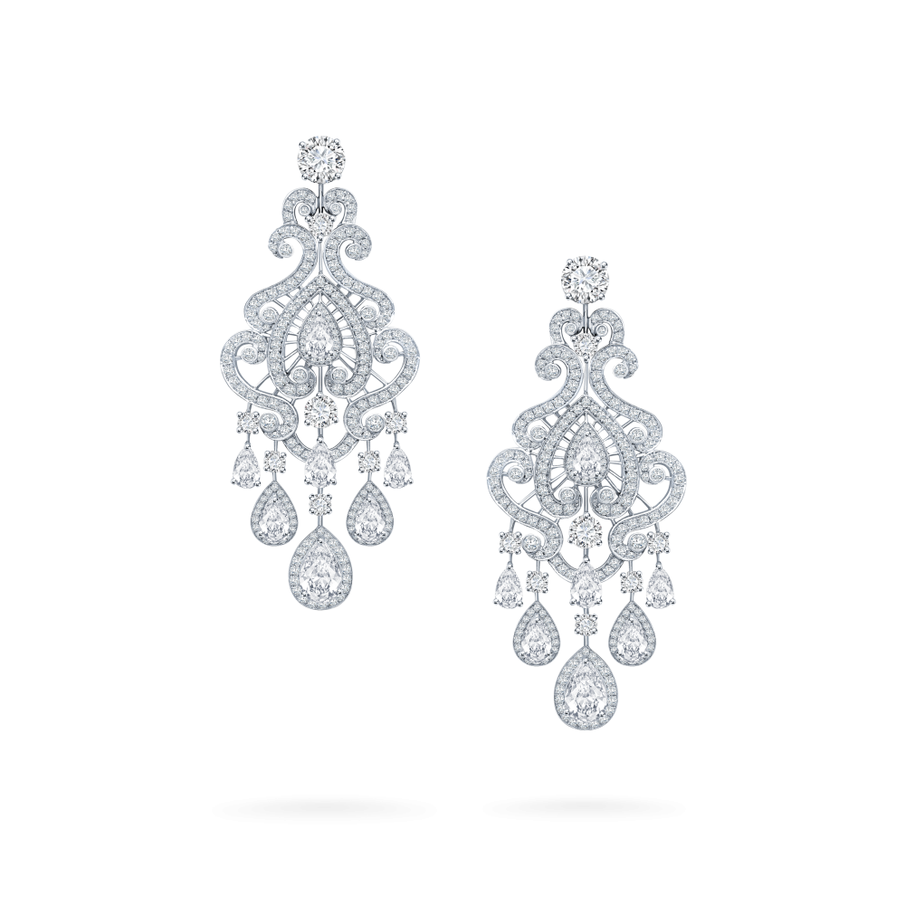 Garrard White Rose High Jewellery Diamond Earrings In 18ct White Gold 2015372