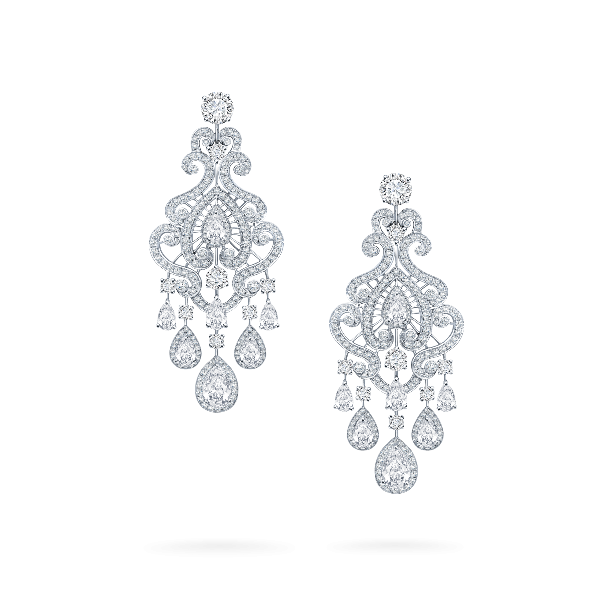 Garrard White Rose High Jewellery Diamond Earrings In 18ct White Gold 2015372