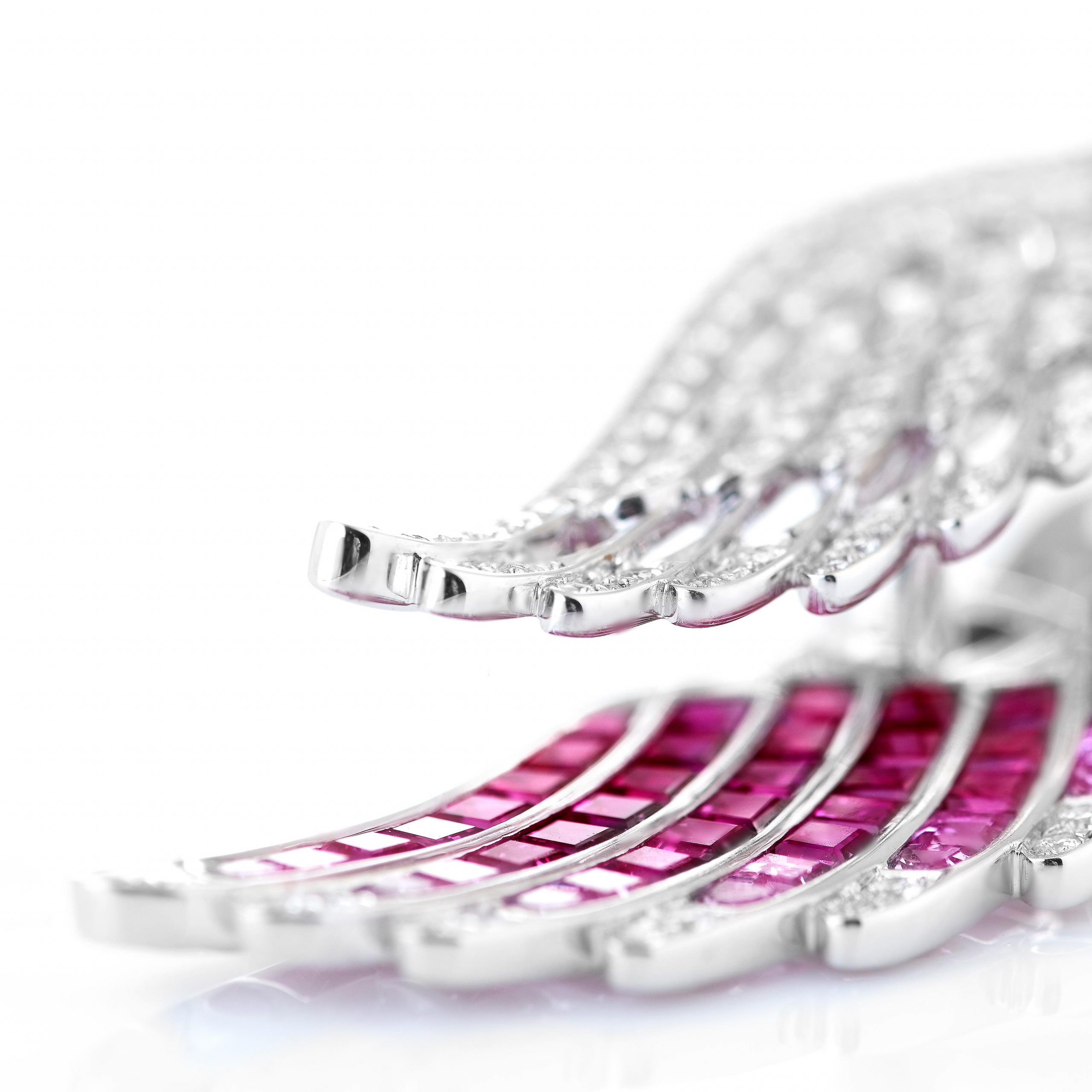 Garrard Wings Embrace collection Flamingo Ear Jackets In 18ct White Gold with Diamonds Rubies and Sapphires 2017605 Detail 2 Garrard Wings Embrace collection Flamingo Ear Jackets In 18ct White Gold with Diamonds Rubies and Sapphires 2017605 Detail 2
