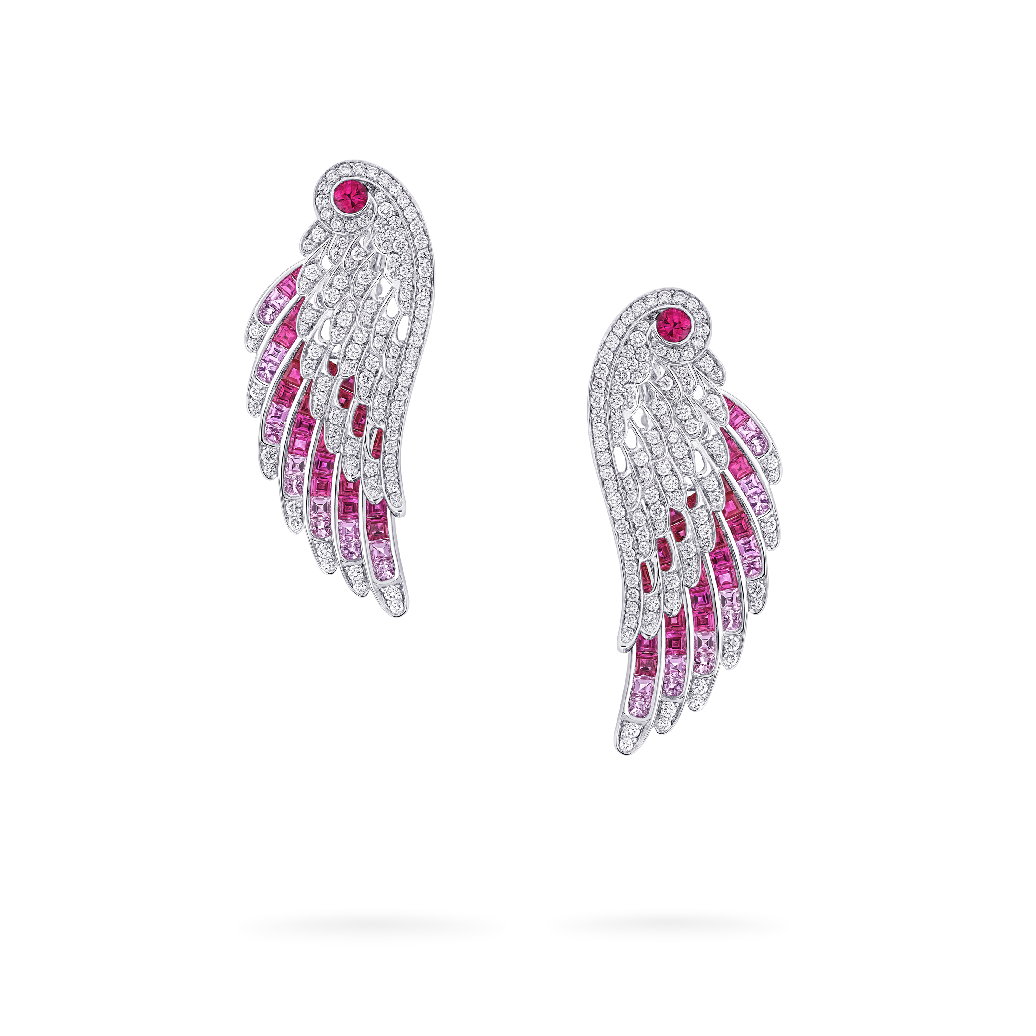 Garrard Wings Embrace collection Flamingo Ear Jackets In 18ct White Gold with Diamonds Rubies and Sapphires 2017605 Hero Garrard Wings Embrace collection Flamingo Ear Jackets In 18ct White Gold with Diamonds Rubies and Sapphires 2017605 Hero