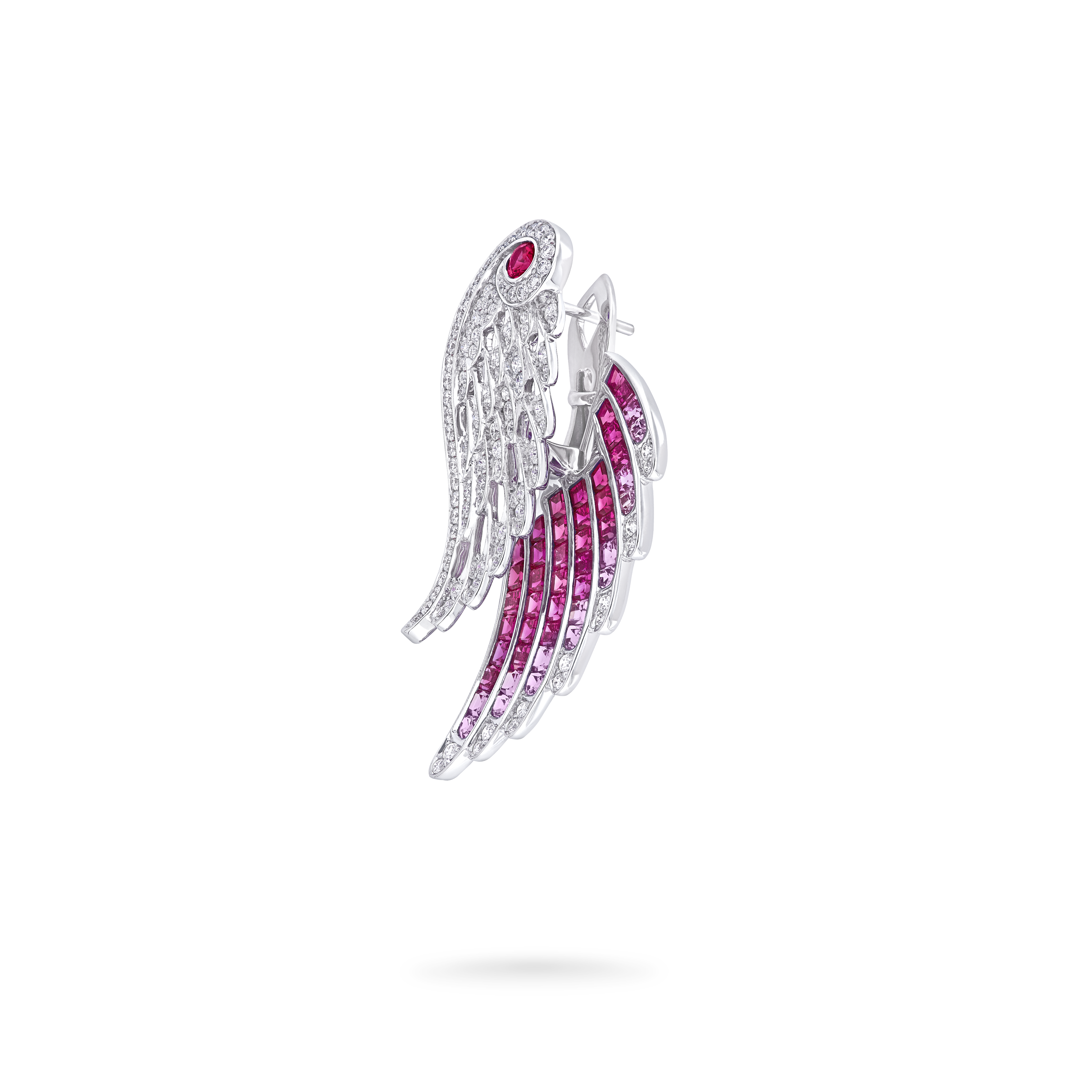 Garrard Wings Embrace collection Flamingo Ear Jackets In 18ct White Gold with Diamonds Rubies and Sapphires 2017605 side Garrard Wings Embrace collection Flamingo Ear Jackets In 18ct White Gold with Diamonds Rubies and Sapphires 2017605 side