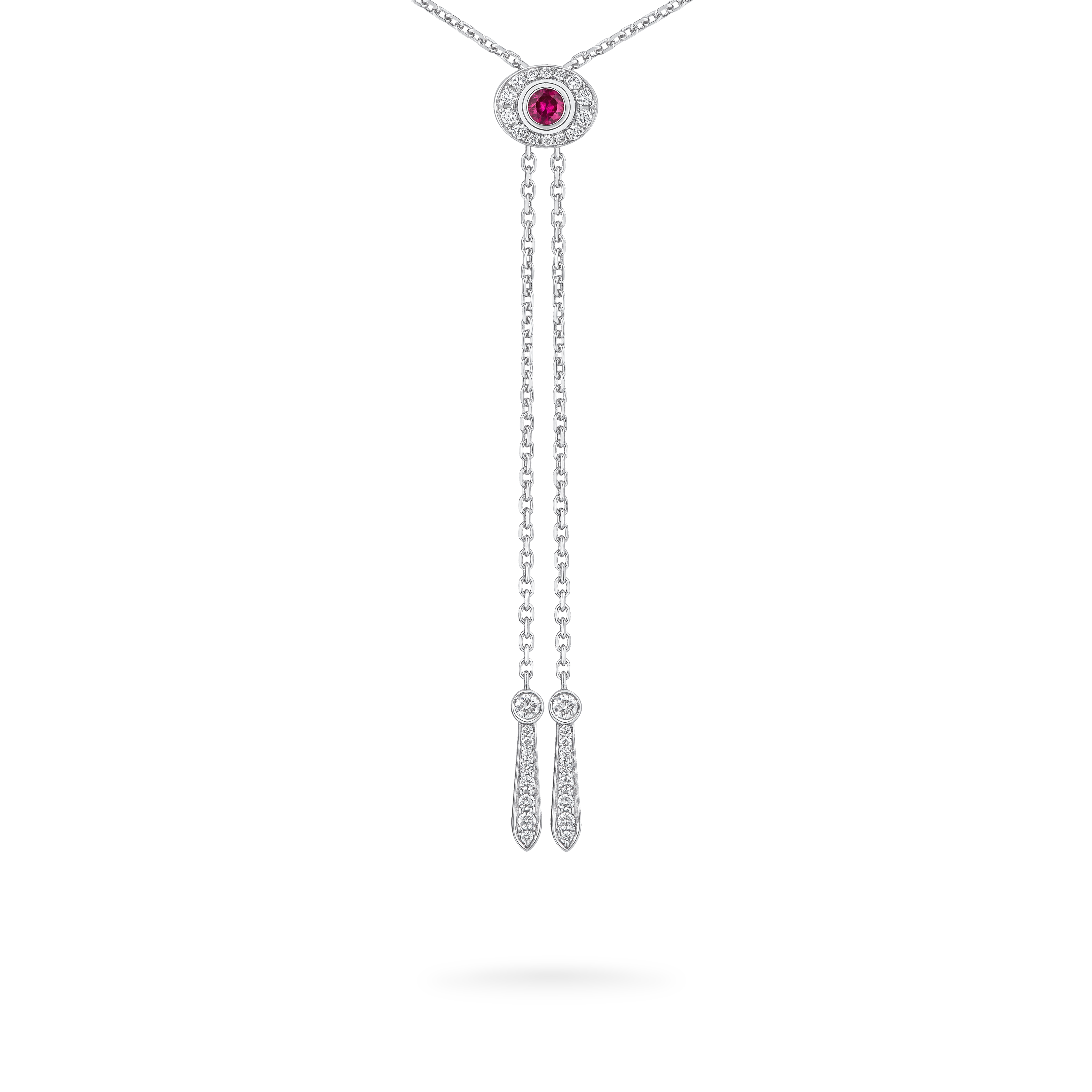 Garrard Wings Embrace collection Flamingo Slider Pendant In 18ct White Gold with Diamonds Rubies and Sapphires 2017604 Back Garrard Wings Embrace collection Flamingo Slider Pendant In 18ct White Gold with Diamonds Rubies and Sapphires 2017604 Back