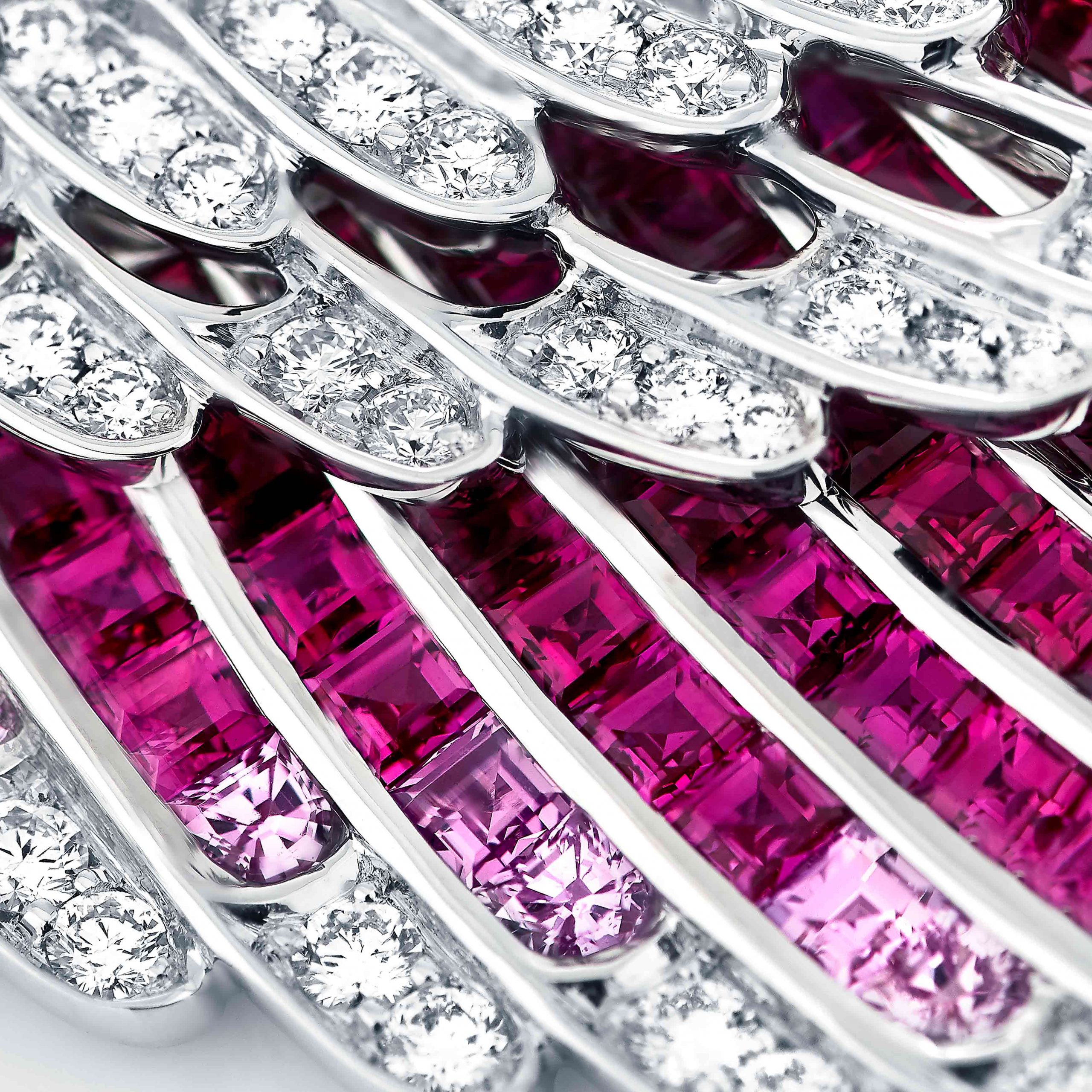 Garrard Wings Embrace collection Flamingo Slider Pendant In 18ct White Gold with Diamonds Rubies and Sapphires 2017604 Detail Garrard Wings Embrace collection Flamingo Slider Pendant In 18ct White Gold with Diamonds Rubies and Sapphires 2017604 Detail
