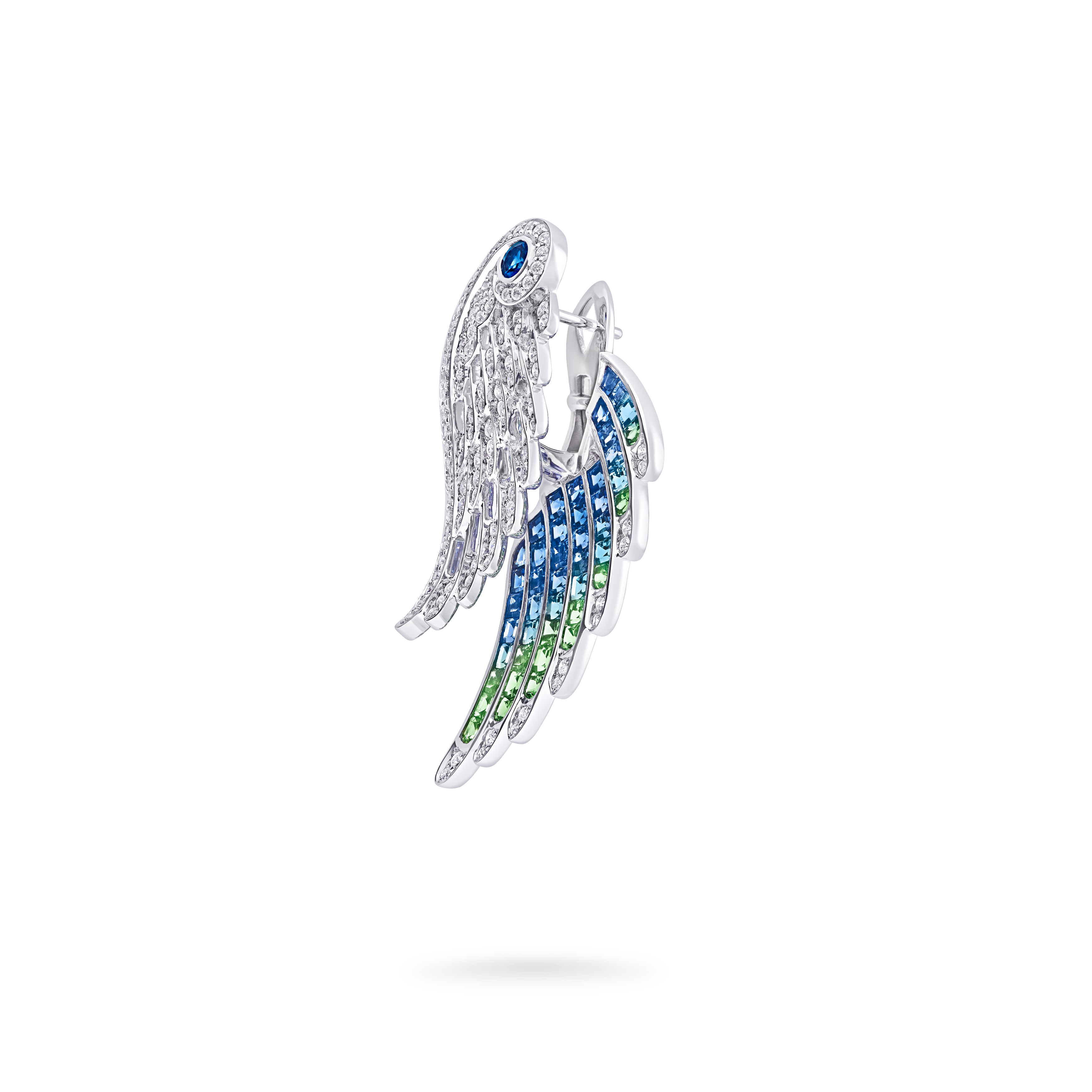 Garrard Wings Embrace collection Peacock Ear Jackets with diamonds Sapphires Tsavorites and Aquamarines 2017611 Side Garrard Wings Embrace collection Peacock Ear Jackets with diamonds Sapphires Tsavorites and Aquamarines 2017611 Side