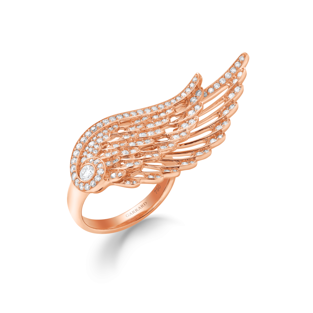 Garrard Wings Embrace jewellery collection Across the Finger Diamond Ring In 18ct Rose Gold 2016675 Hero View