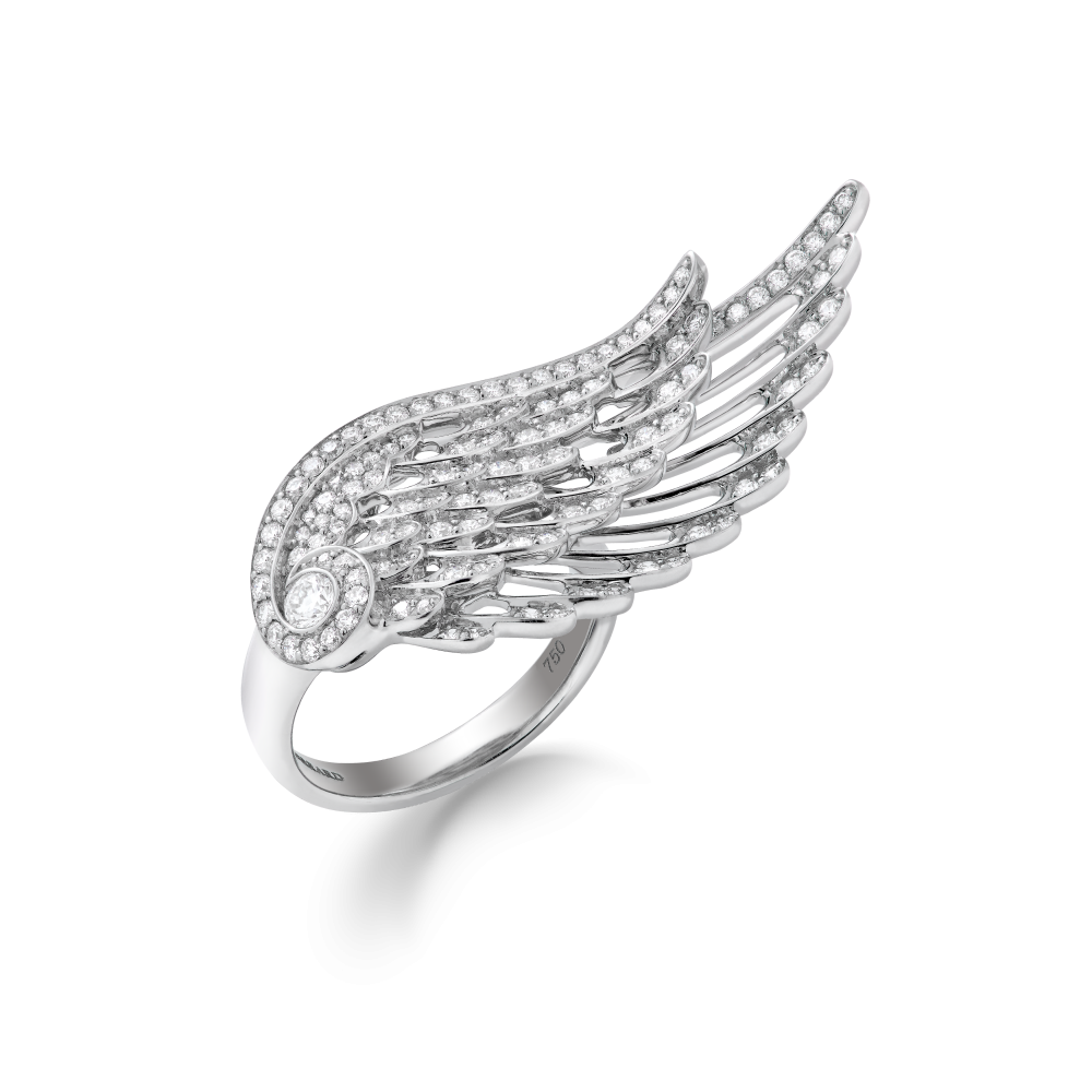 Garrard Wings Embrace jewellery collection Across the Finger Diamond Ring In 18ct White Gold 2016575 Hero View