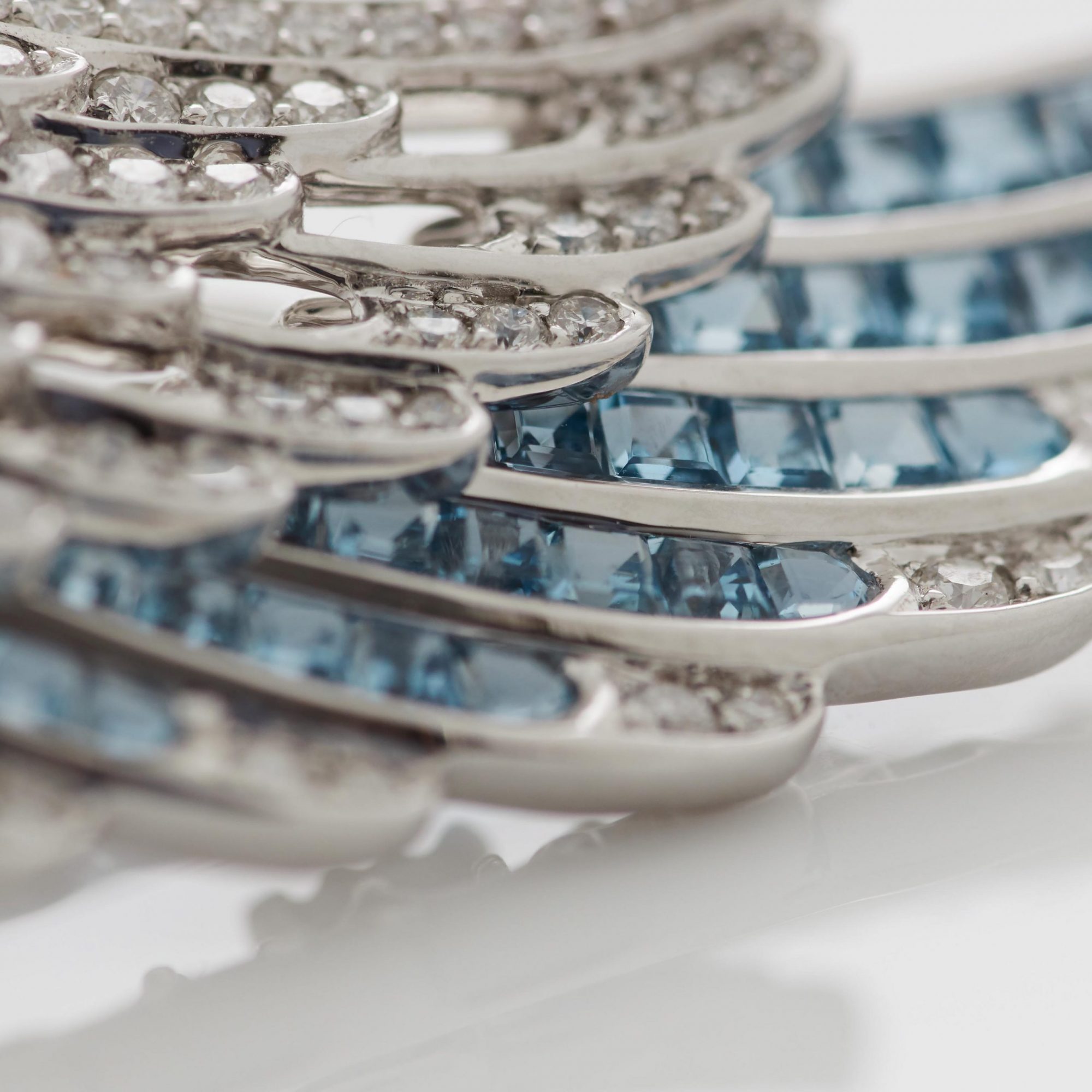 Garrard Wings Embrace jewellery collection Aquamarine and Diamond Ear Jackets In 18ct White 2016577 Detail View